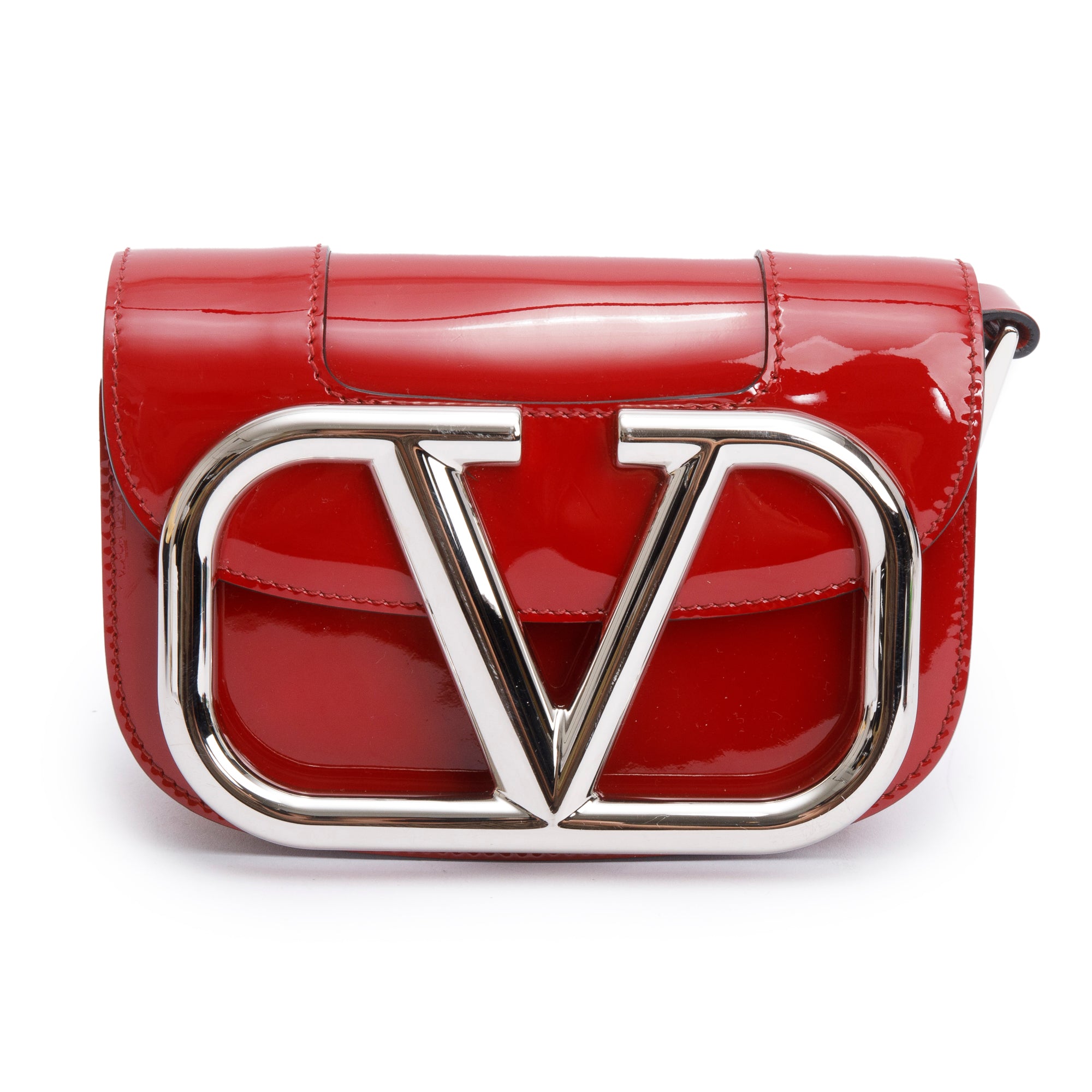 Valentino Red Patent Leather Small Supervee Crossbody Bag