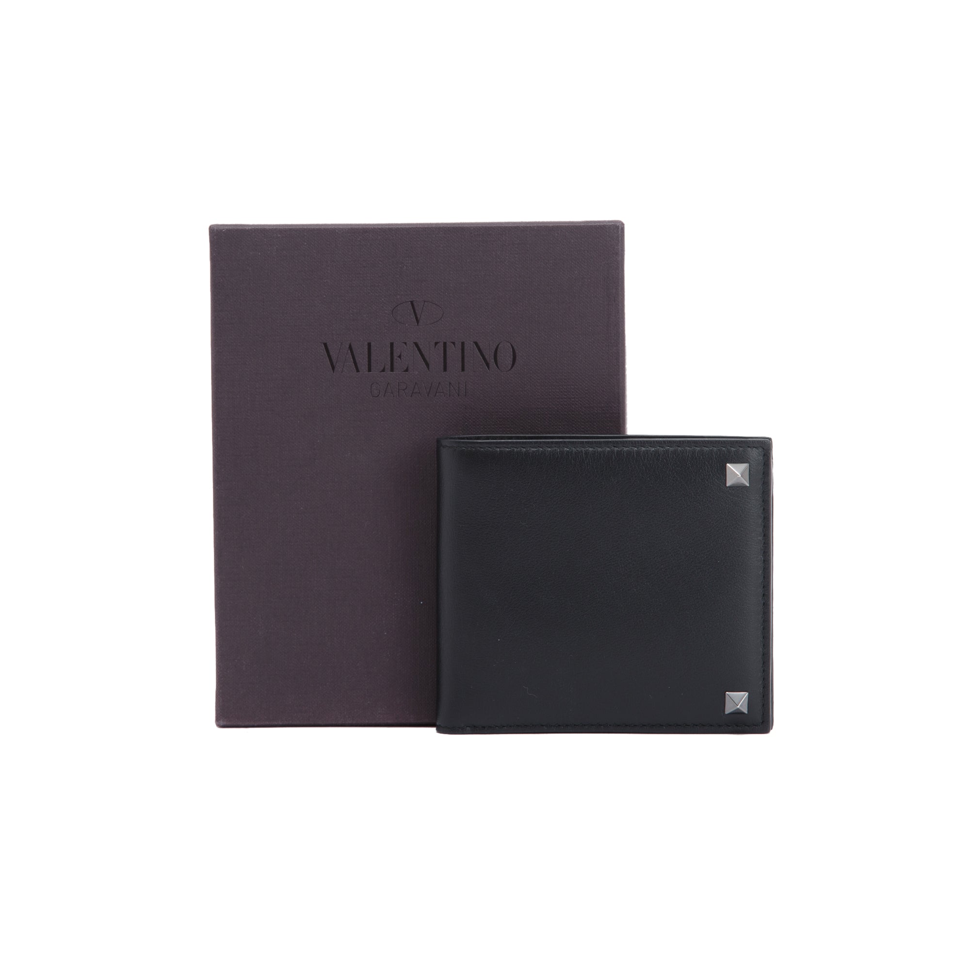 Valentino Rockstud Leather Bifold Wallet w/ Box