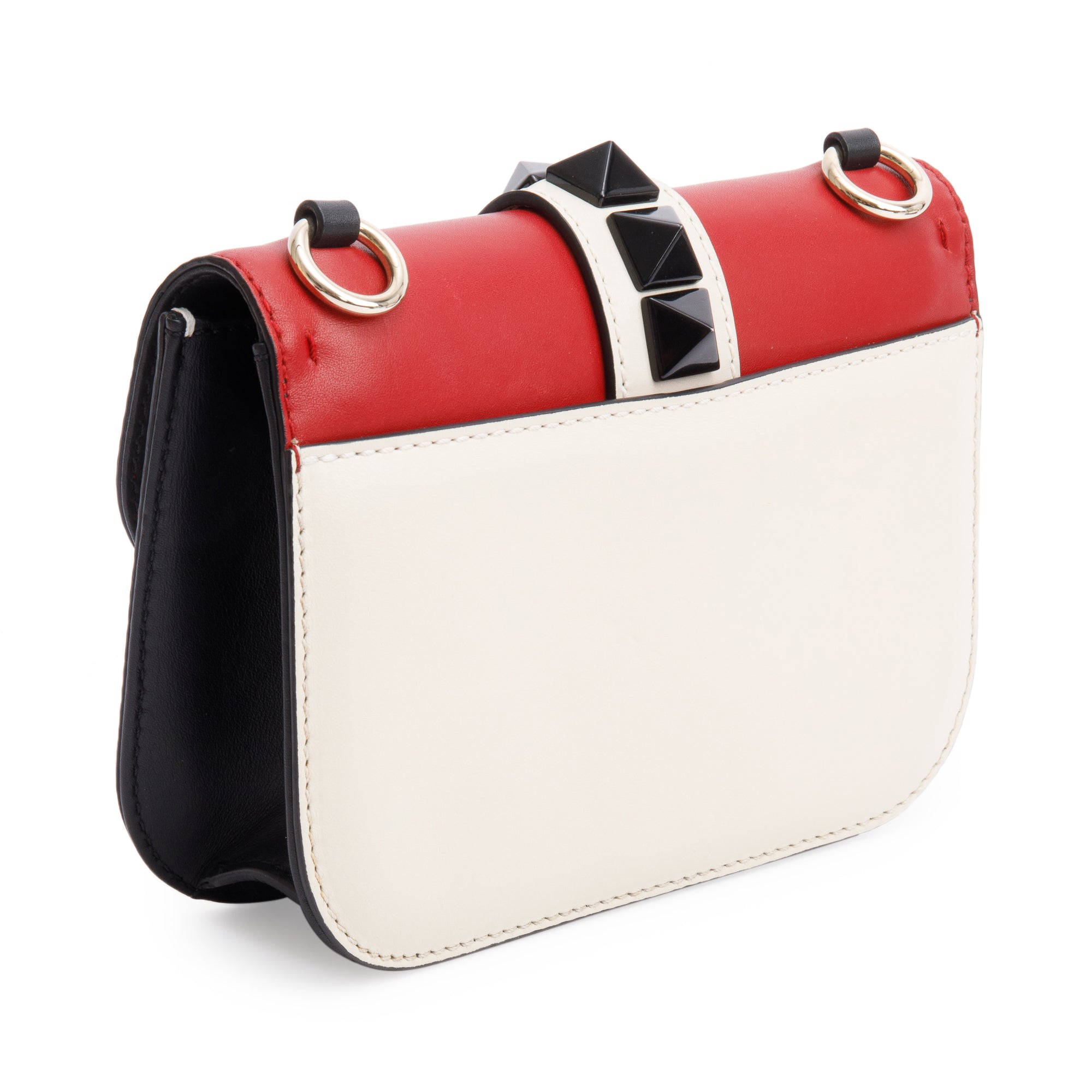 Valentino Tri-color Calfskin Leather Small Glam Lock Chain Bag