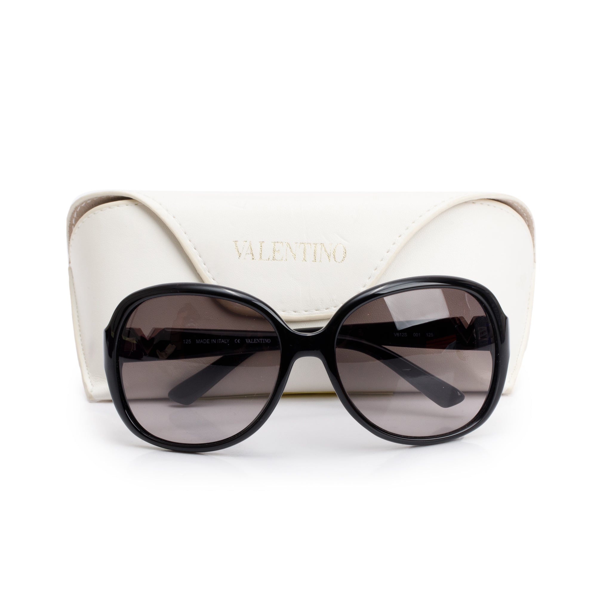 Valentino V612S Black Acetate V Logo Square Sunglasses w/ Case