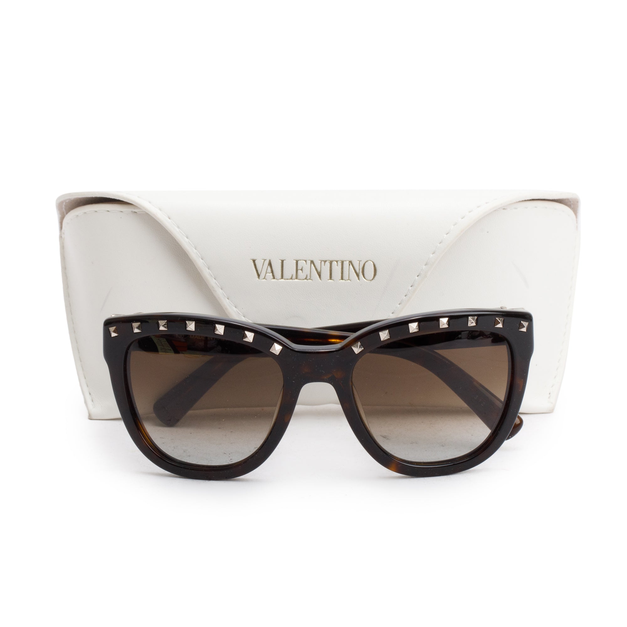 Valentino V677S Havana Acetate Rockstud Sunglasses w/ Case