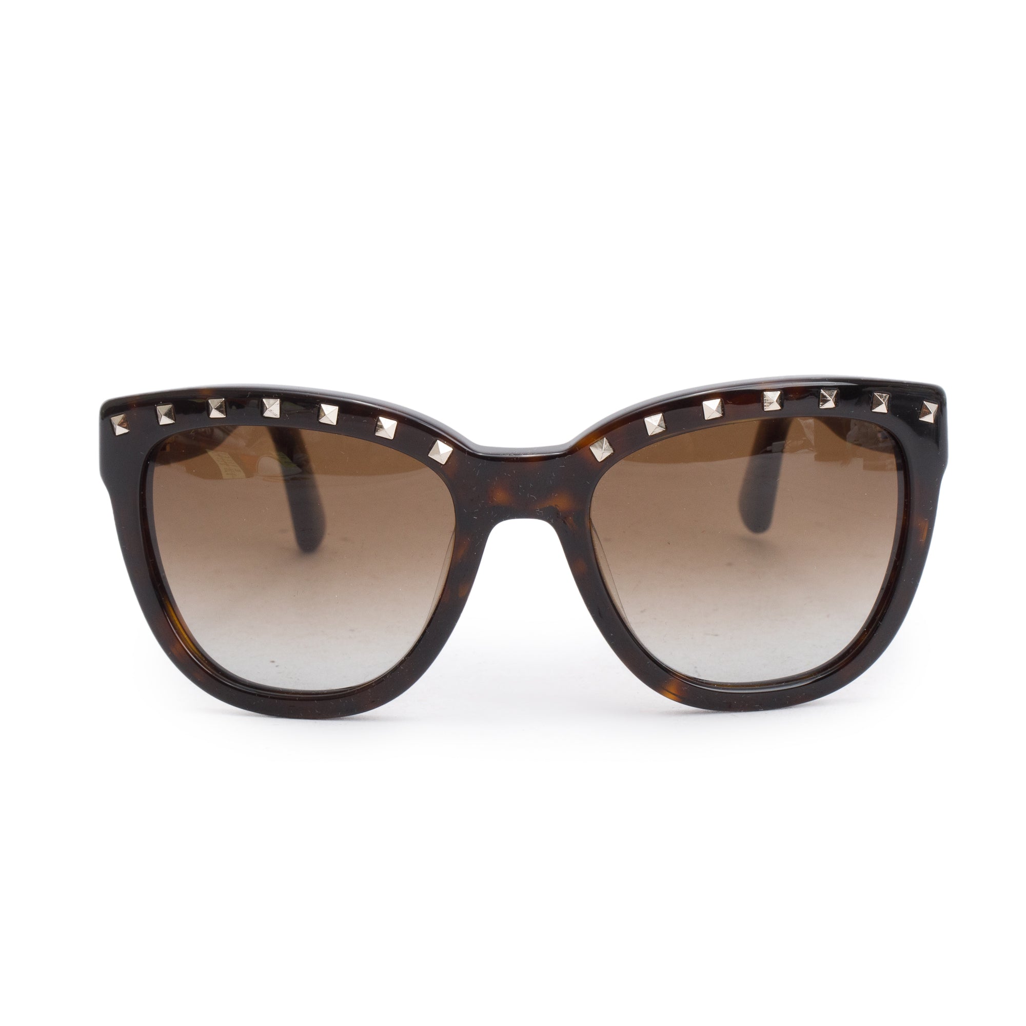 Valentino V677S Havana Acetate Rockstud Sunglasses w/ Case