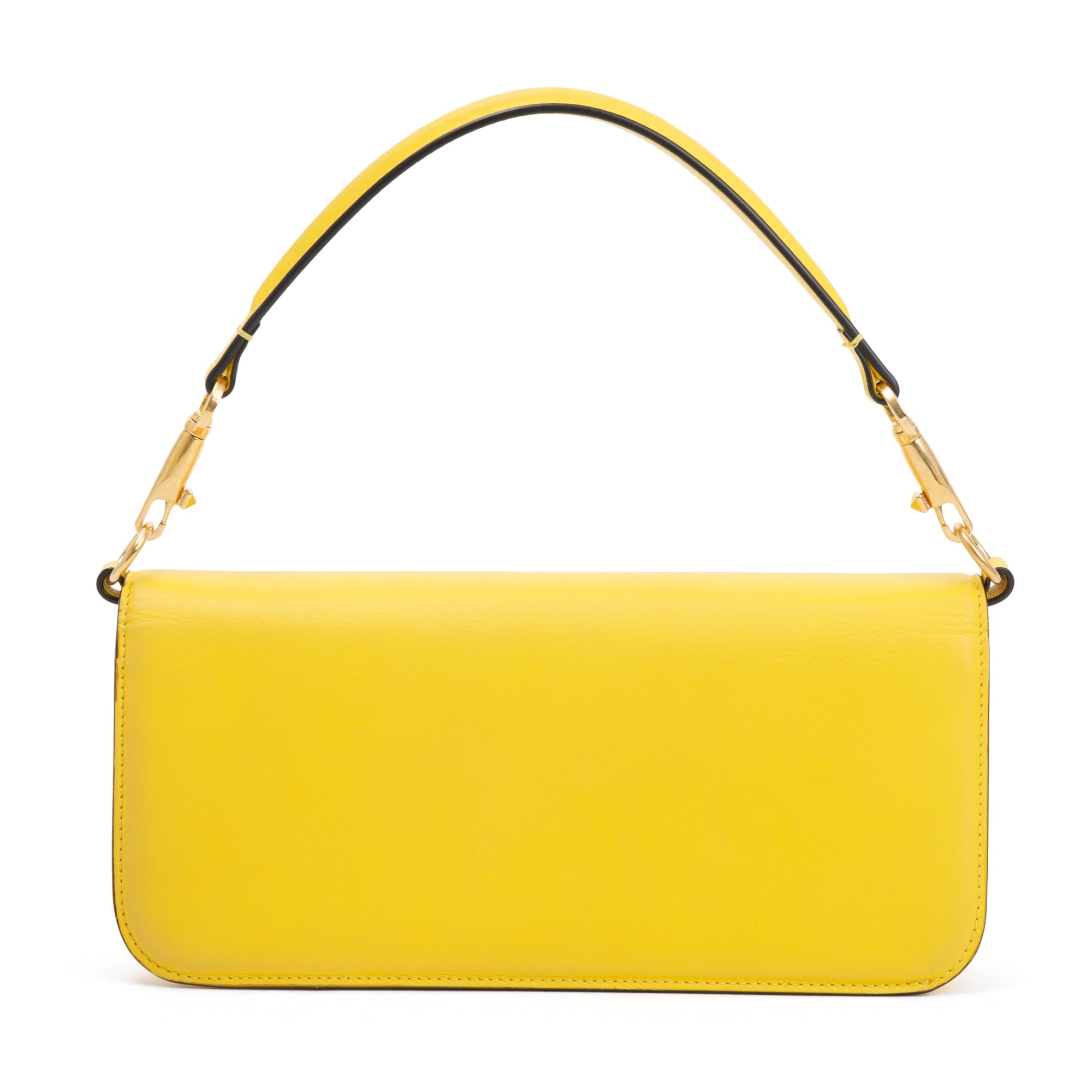 Valentino Yellow Calfskin Leather Vlogo Loco Shoulder Bag