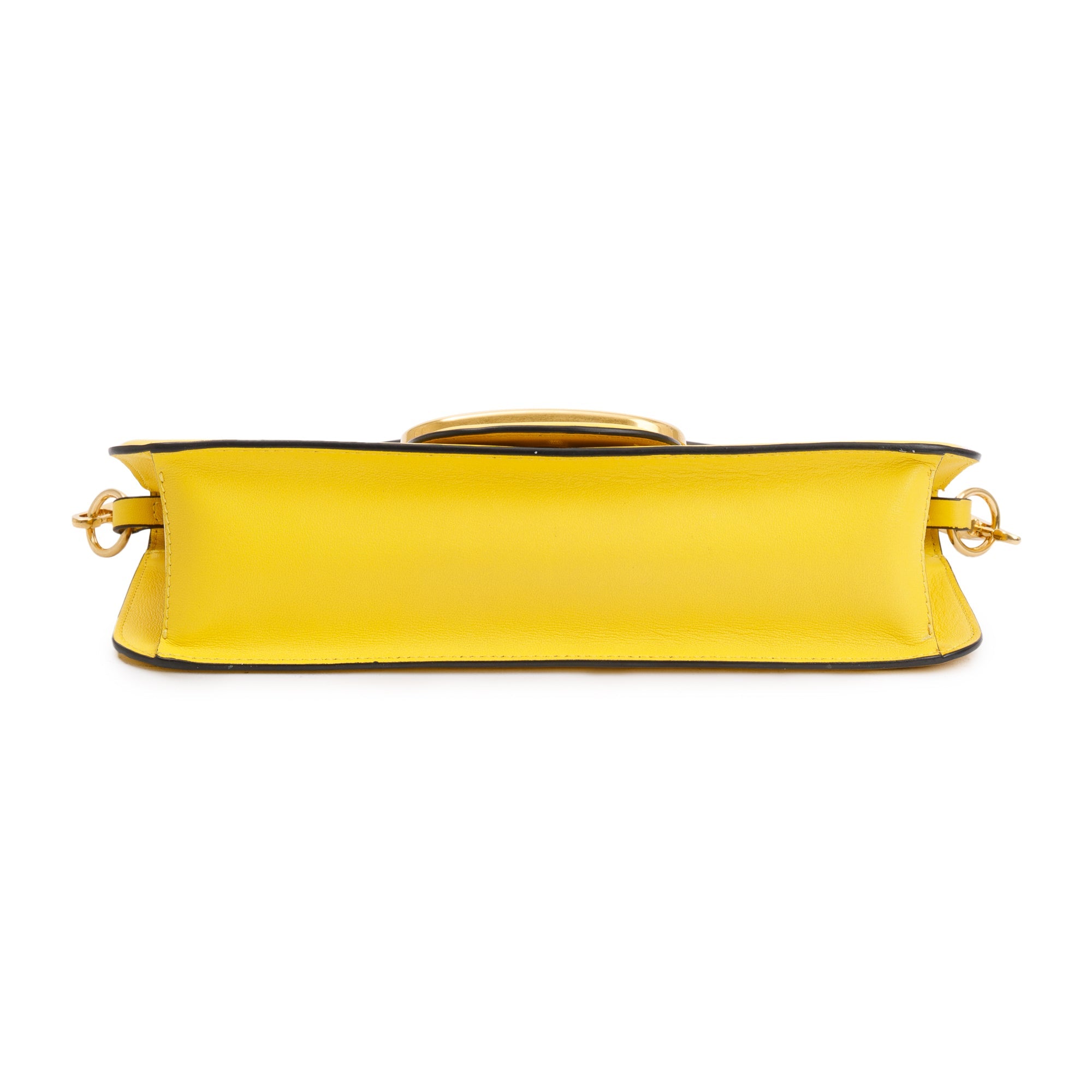 Valentino Yellow Calfskin Leather Vlogo Loco Shoulder Bag