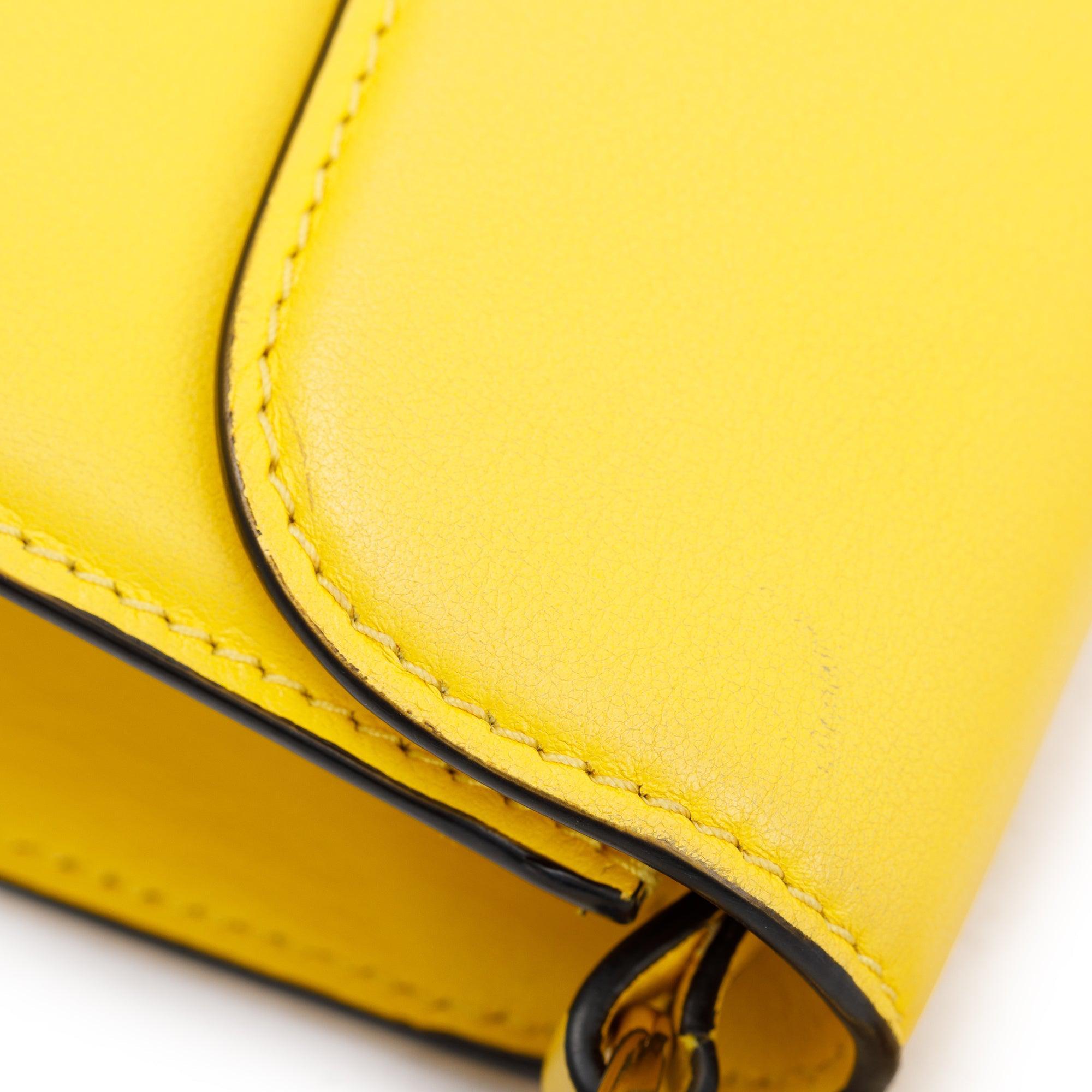 Valentino Yellow Calfskin Leather Vlogo Loco Shoulder Bag