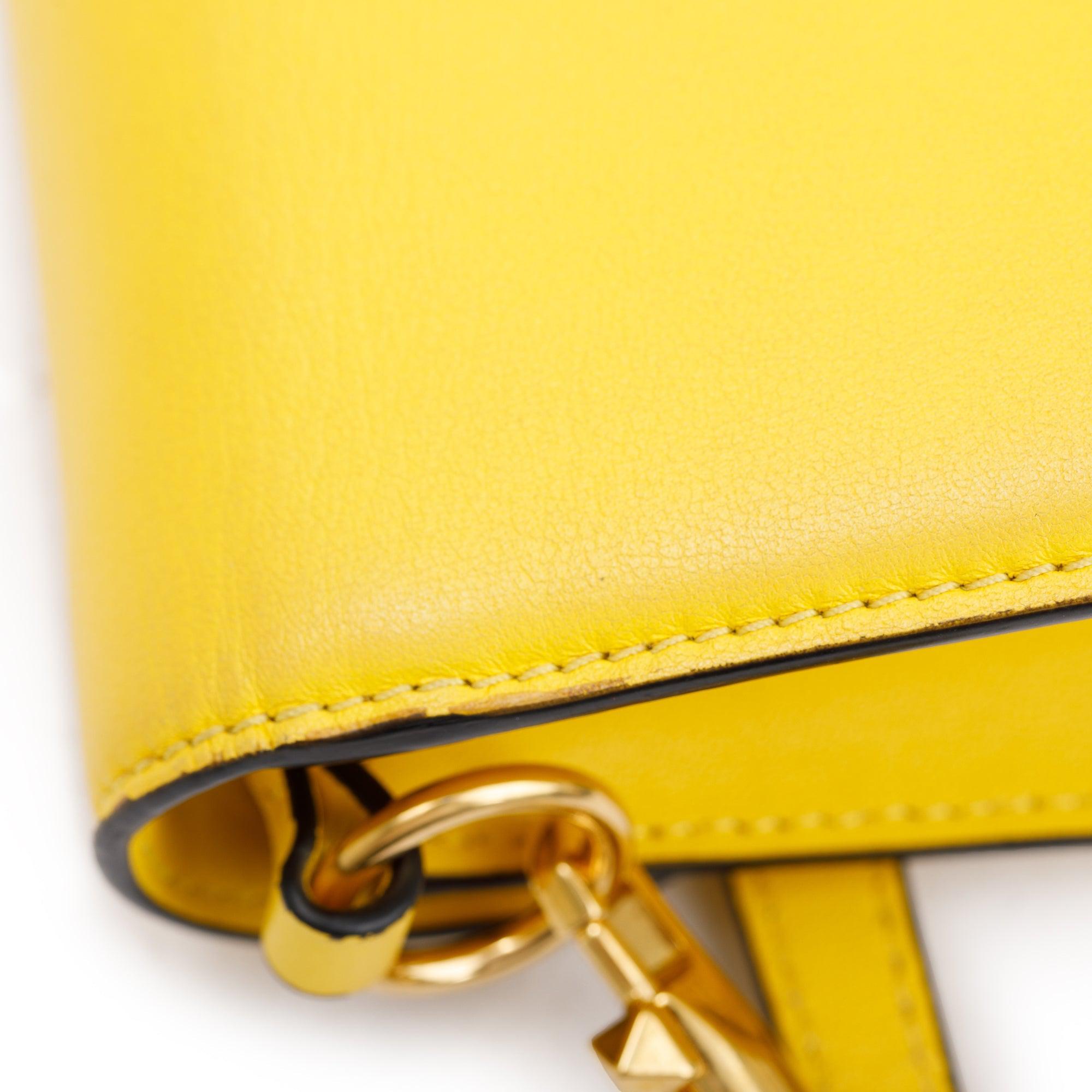 Valentino Yellow Calfskin Leather Vlogo Loco Shoulder Bag