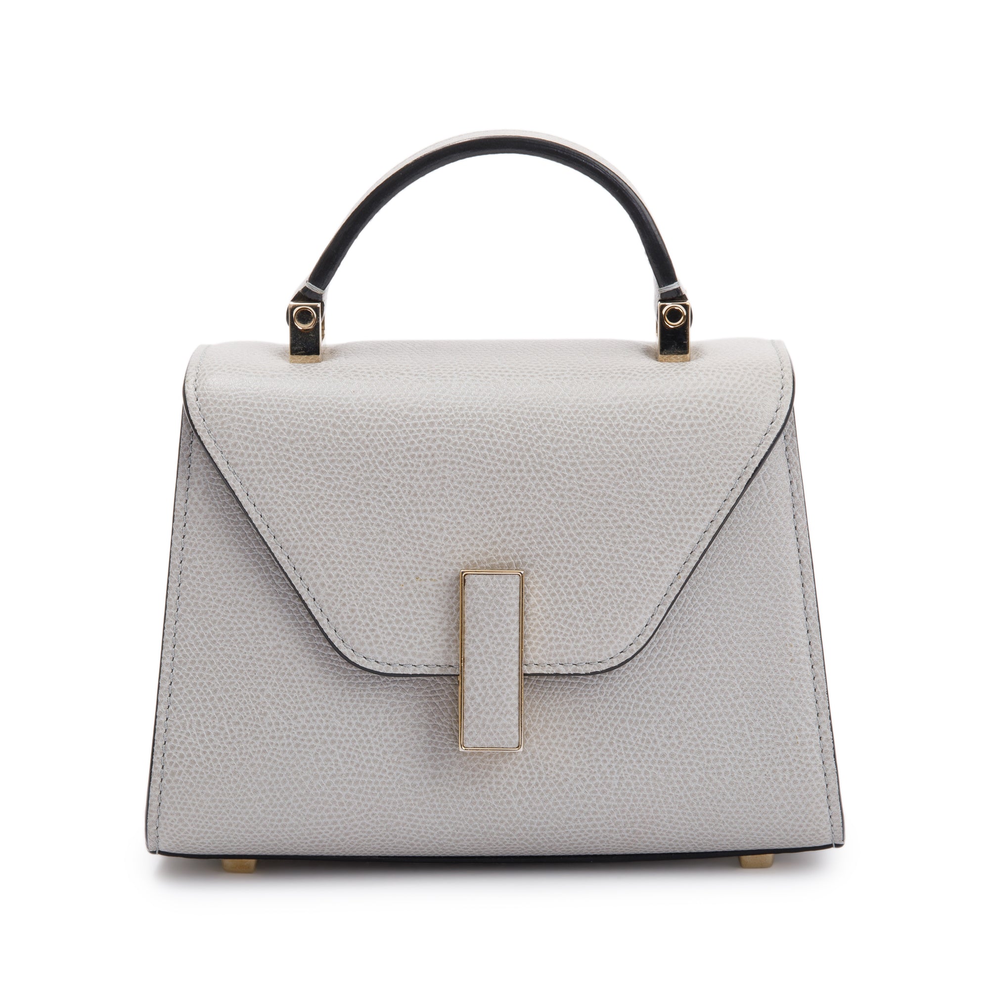 Valextra Grey Leather Iside Micro Top Handle Flap Bag w/ Strap