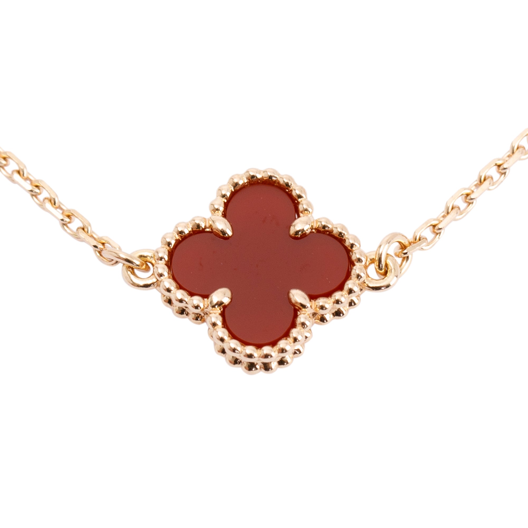 Van Cleef & Arpels 18k Rose Gold Sweet Alhambra Carnelian Bracelet w/ Certificate