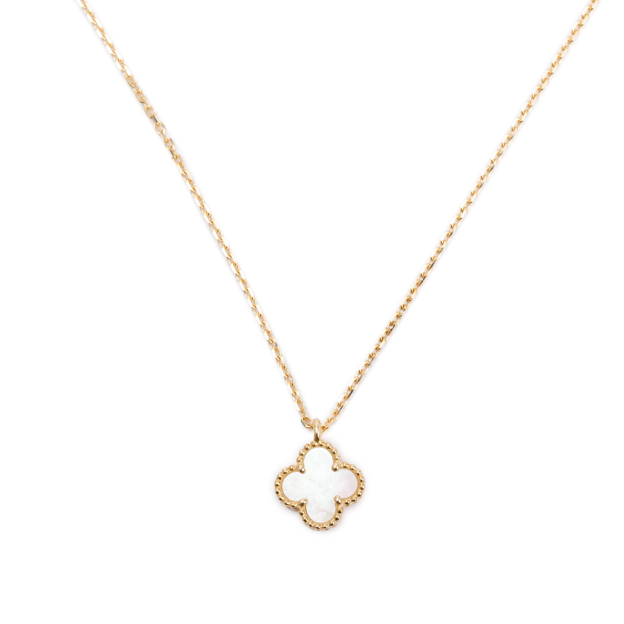 Van Cleef & Arpels 18k Rose Gold Sweet Alhambra Mother of Pearl Pendant Necklace w/ Box & Certificate