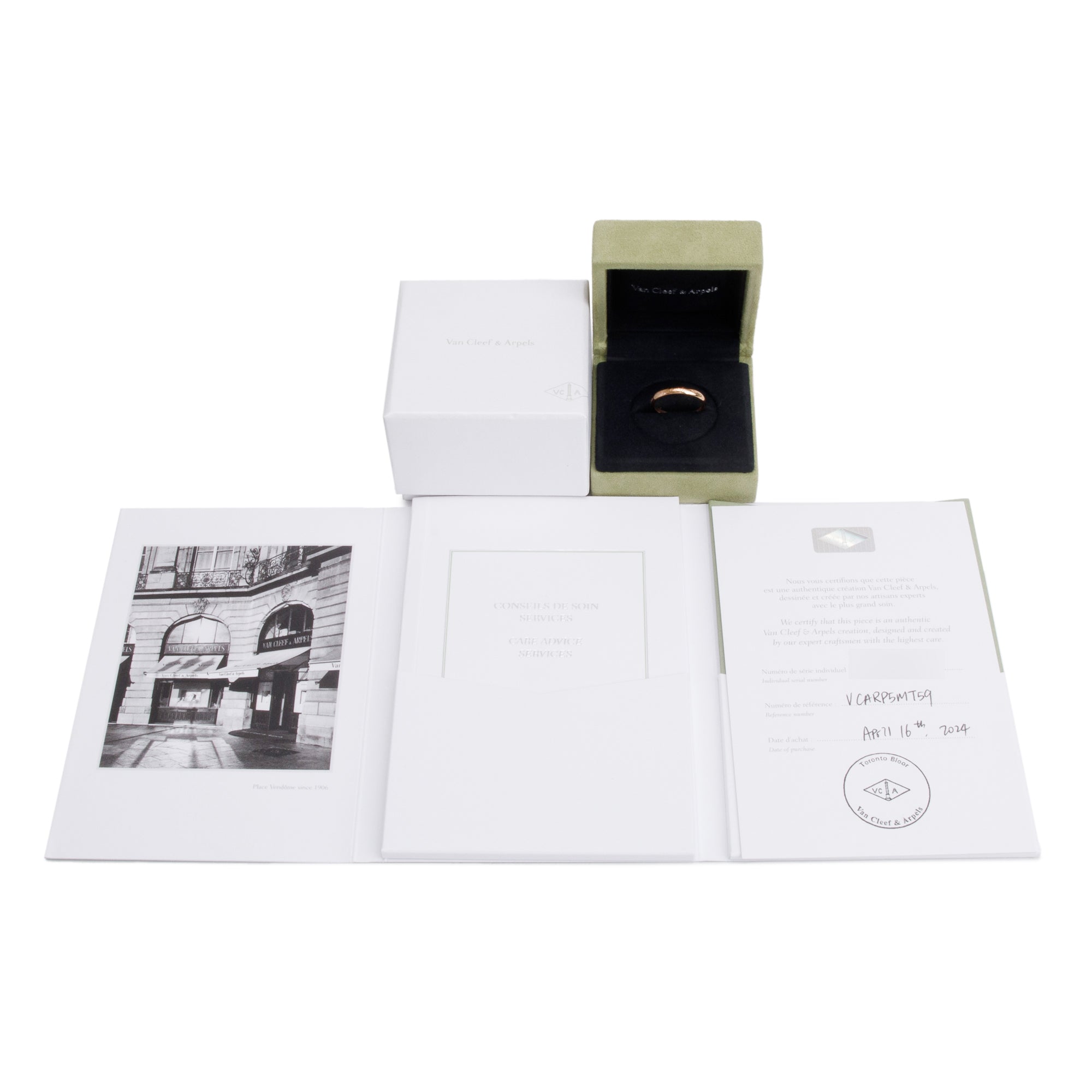 Van Cleef & Arpels 18k Rose Gold Tendrement Signature Wedding Band Ring, Size 59 8.75 w/ Box, Receipt, & Certificate