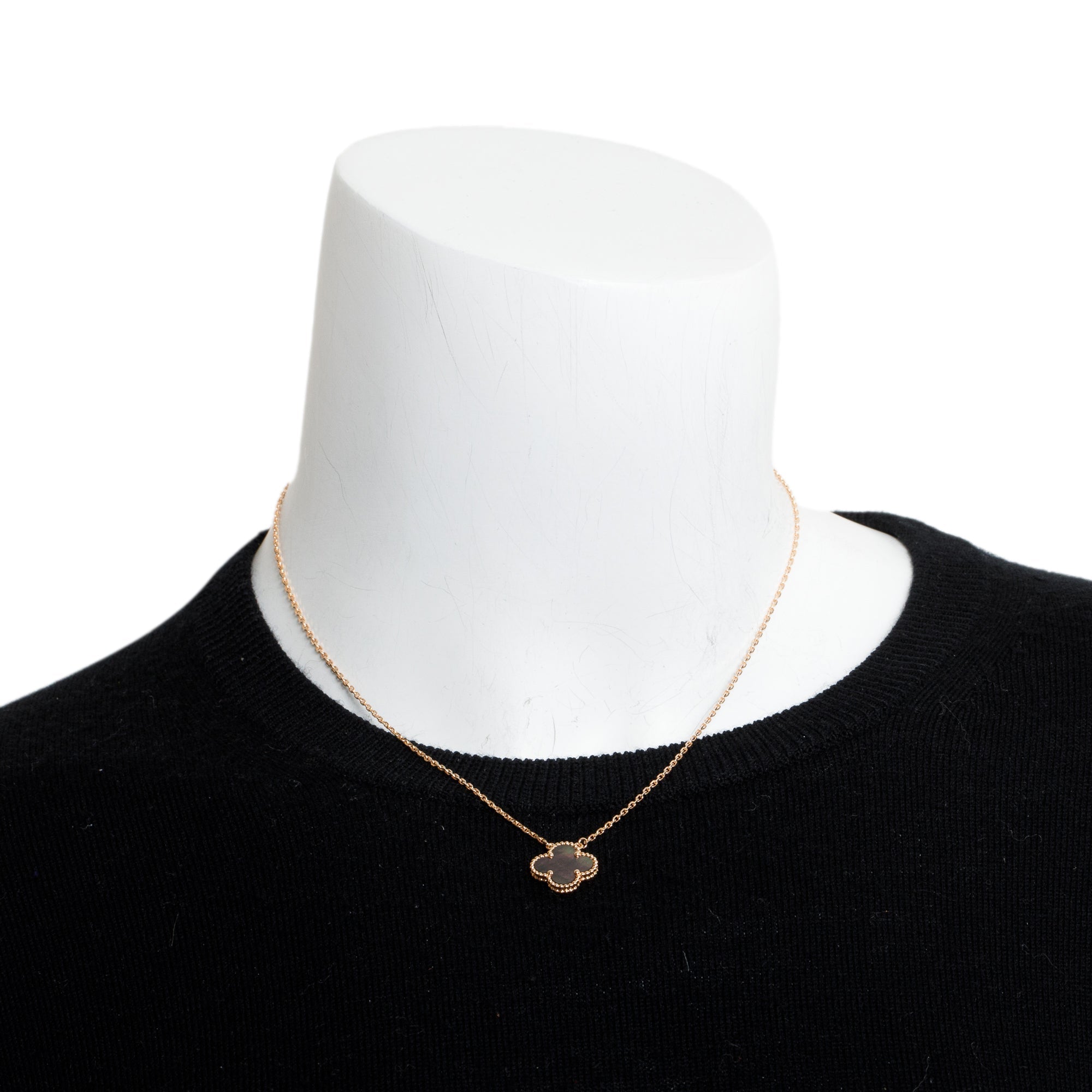 Van Cleef & Arpels 18k Rose Gold Vintage Alhambra Mother of Pearl Pendant Necklace