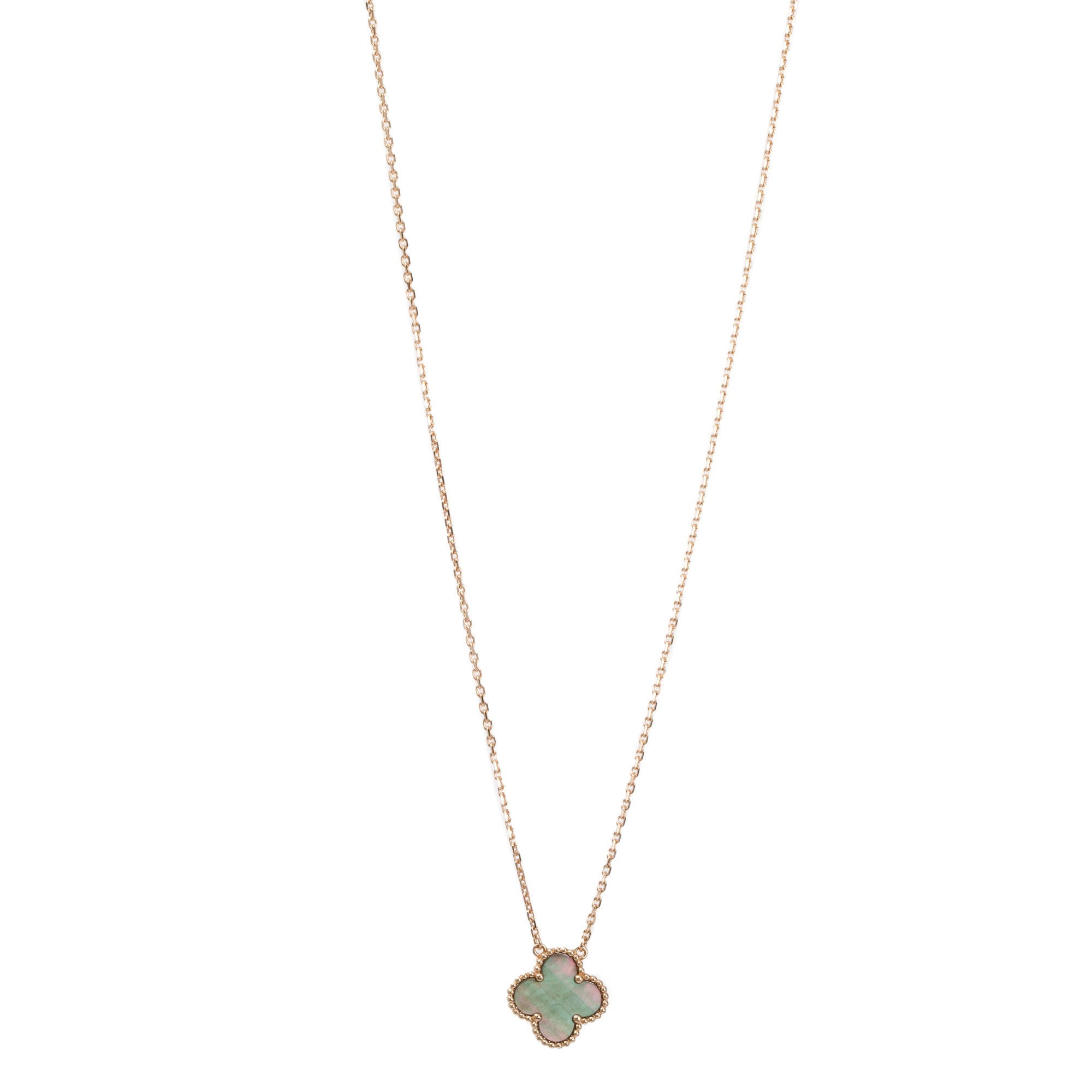 Van Cleef & Arpels 18k Rose Gold Vintage Alhambra Mother of Pearl Pendant Necklace