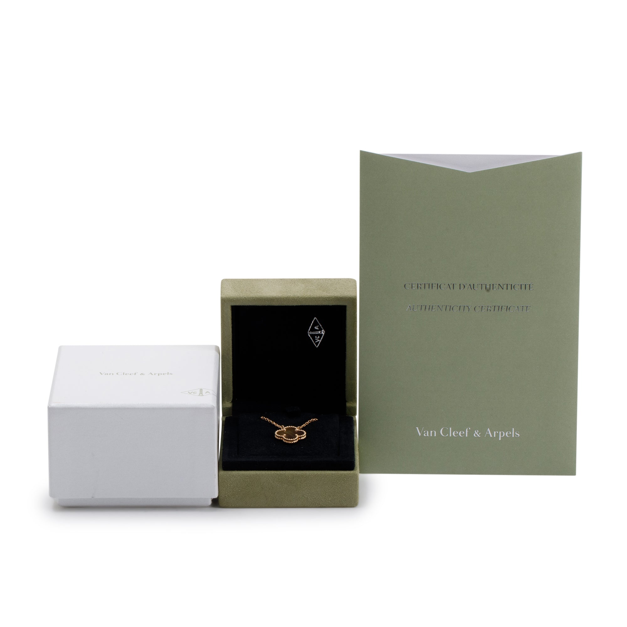 Van Cleef & Arpels 18k Rose Gold Vintage Alhambra Mother of Pearl Pendant Necklace w/ Box & Certificate