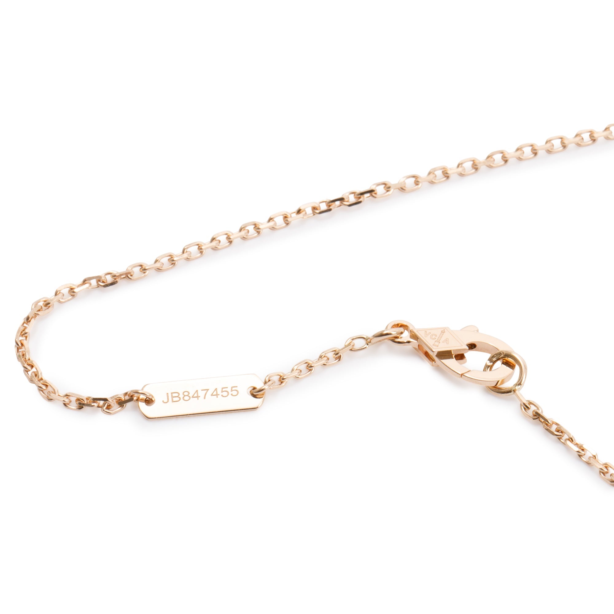 Van Cleef & Arpels 18k Rose Gold Vintage Alhambra Mother of Pearl Pendant Necklace w/ Box & Certificate