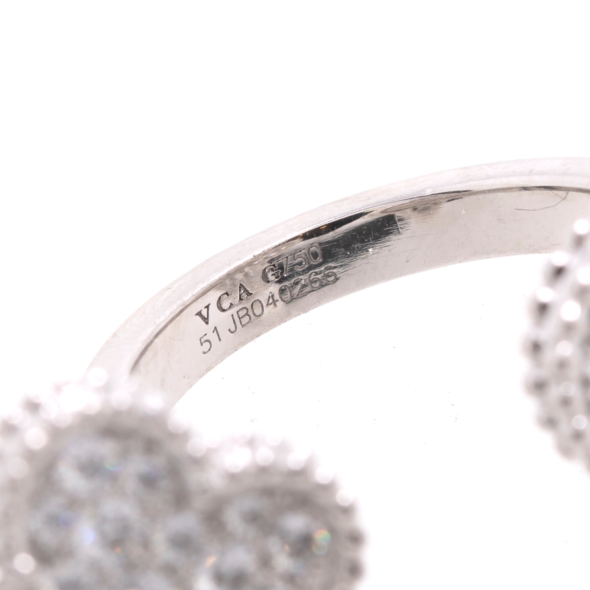 Van Cleef & Arpels 18k White Gold & Diamond Magic Alhambra Between the Finger Ring