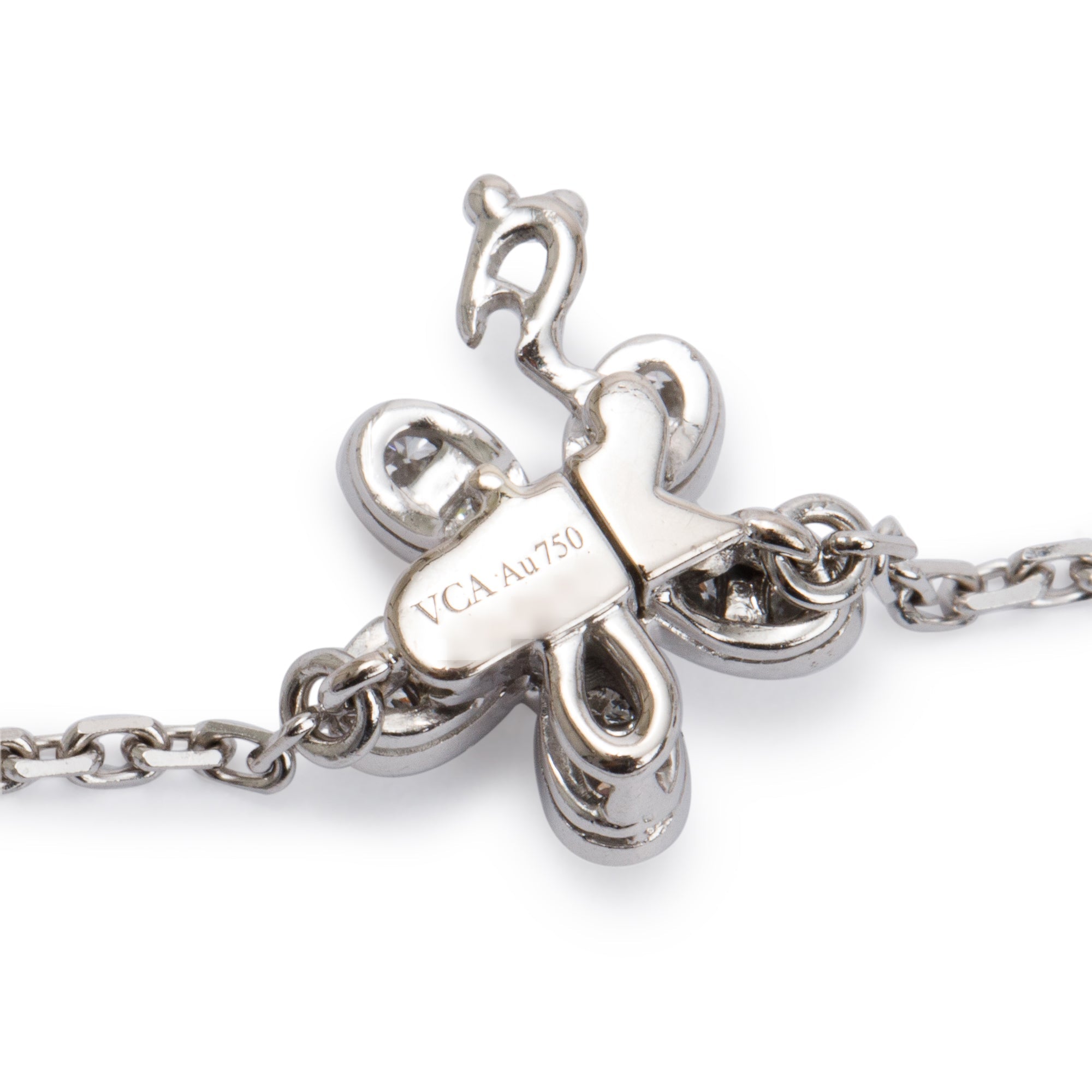 Van Cleef & Arpels 18k White Gold Diamond Socrate 3 Flower Pendant Necklace w/ Box & Certificate