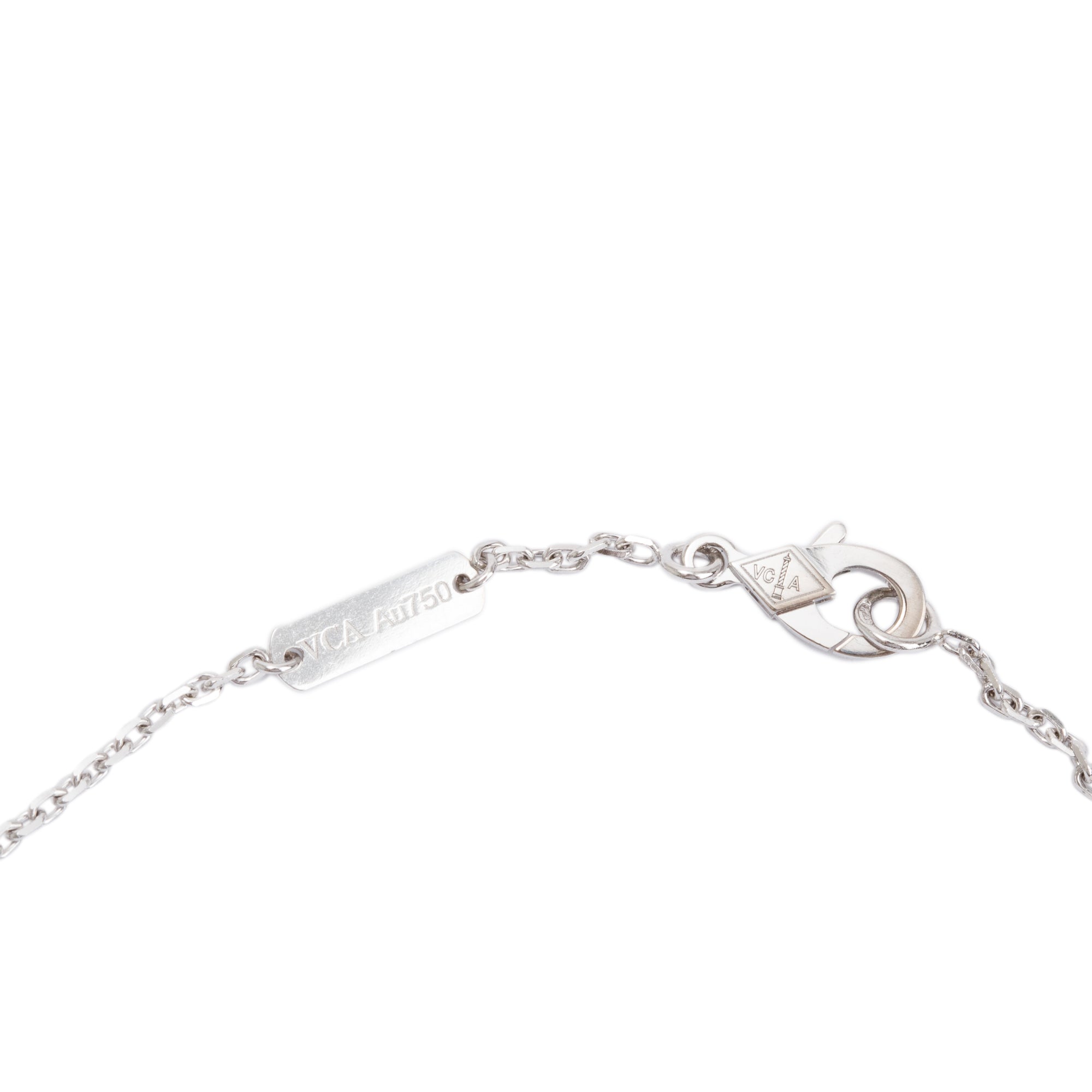 Van Cleef & Arpels 18k White Gold Diamond Vintage Alhambra Pendant Necklace w/ Box