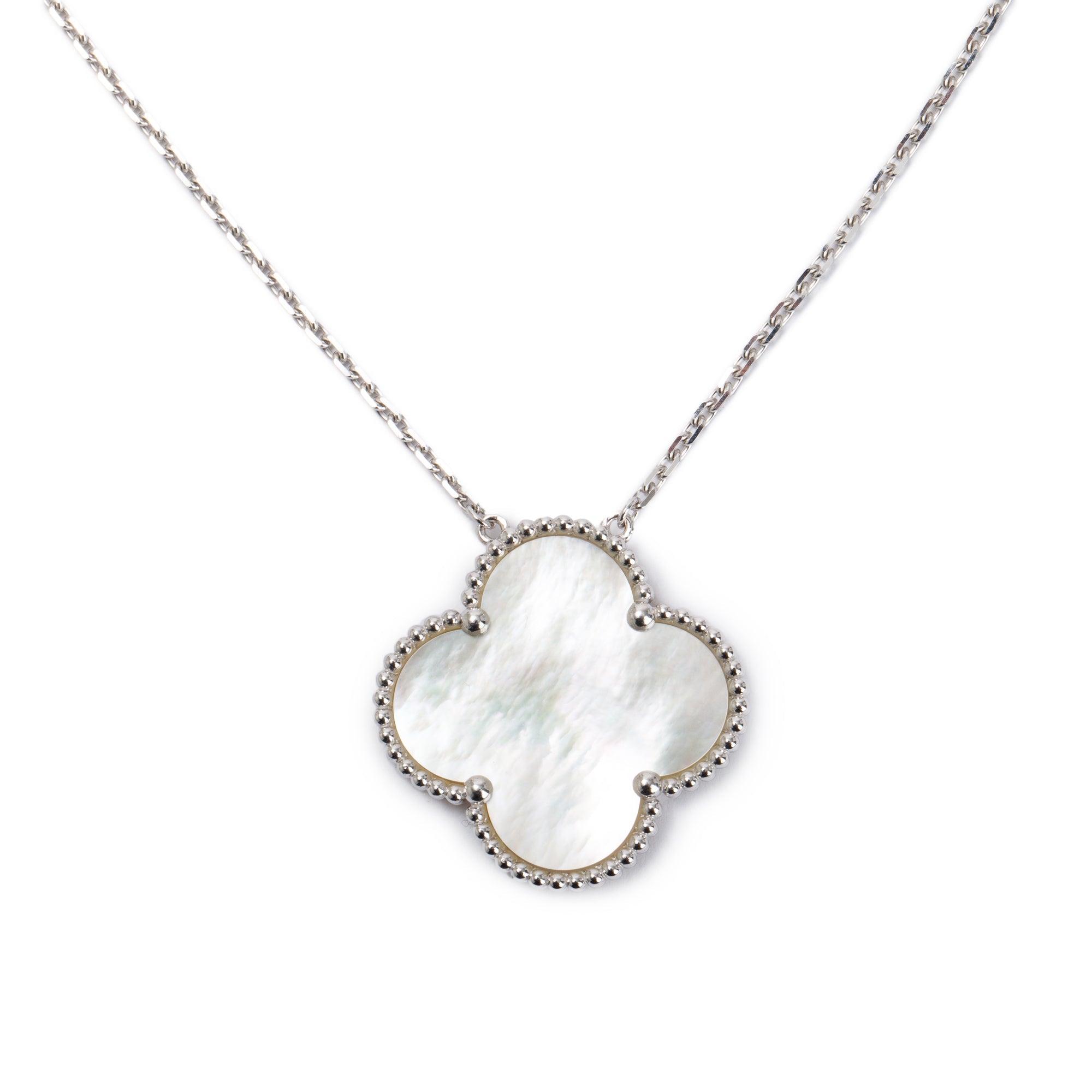 Van Cleef & Arpels 18k White Gold Magic Alhambra Pendant Necklace w/ Box