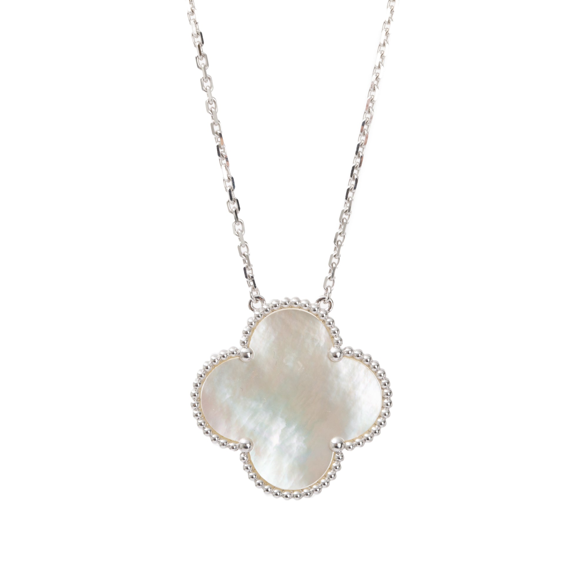 Van Cleef & Arpels 18k White Gold Magic Alhambra Pendant Necklace w/ Box