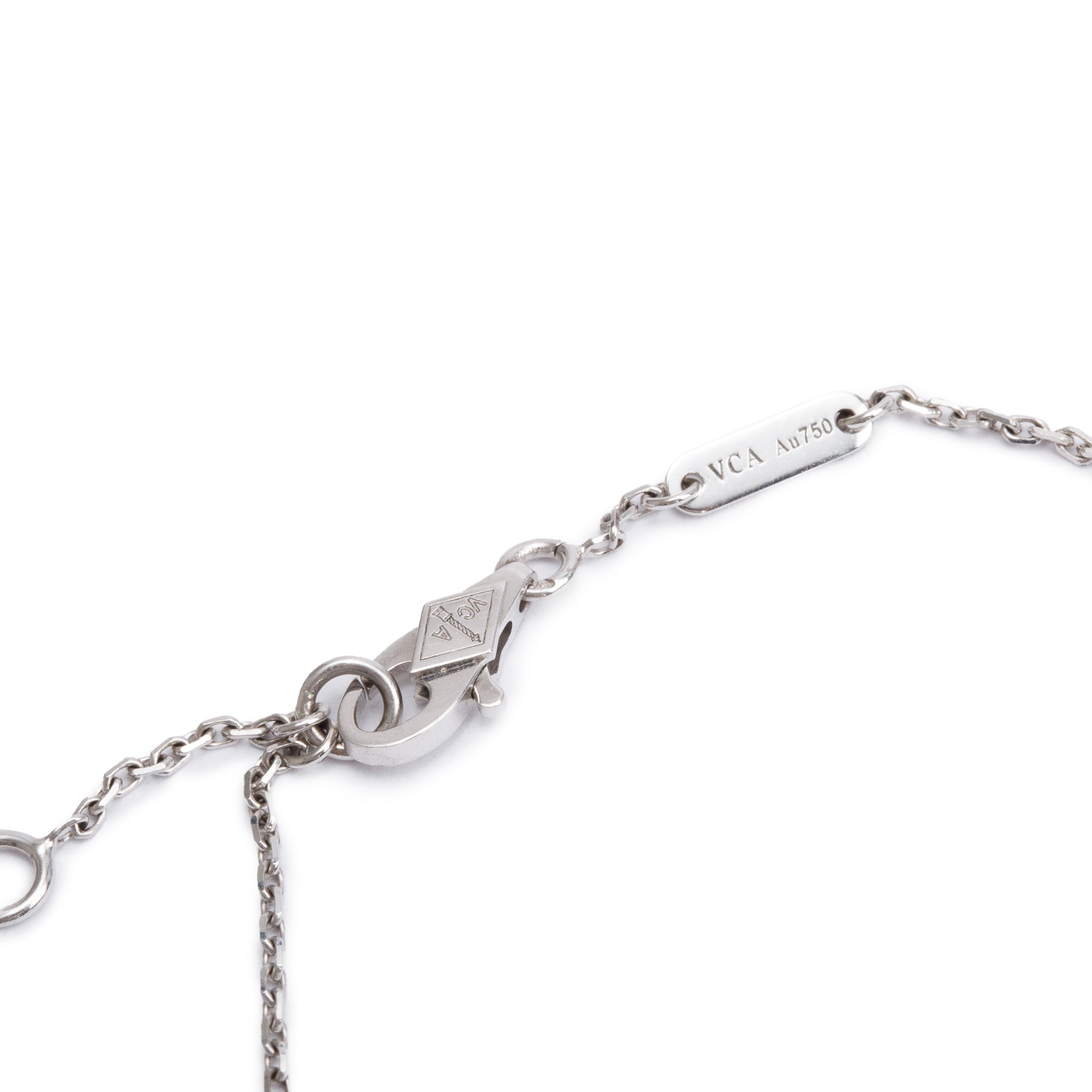 Van Cleef & Arpels 18k White Gold Sweet Alhambra 1 Motif Diamond Bracelet w/ Pouch, Receipt & Certificate