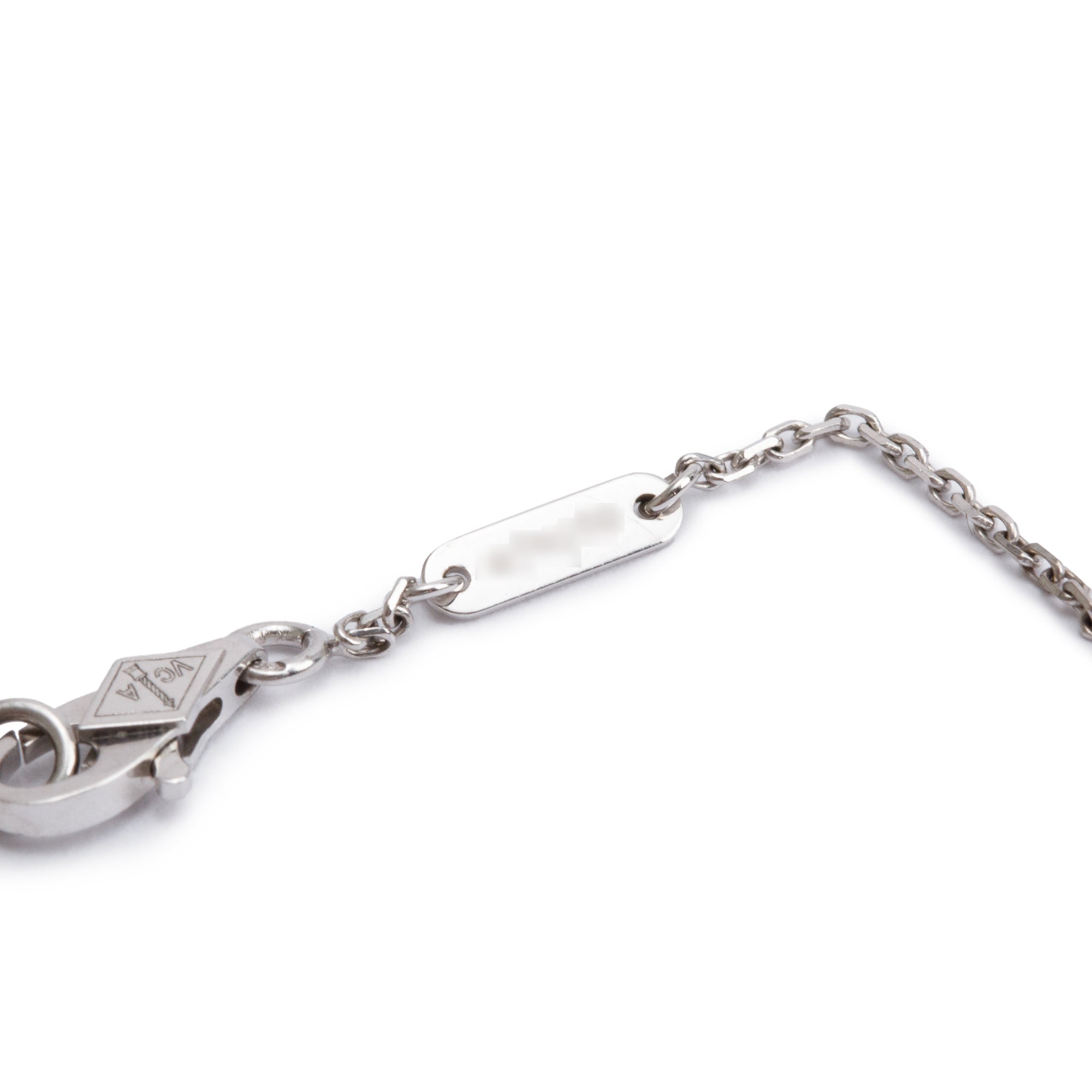 Van Cleef & Arpels 18k White Gold Sweet Alhambra 1 Motif Diamond Bracelet w/ Pouch, Receipt & Certificate