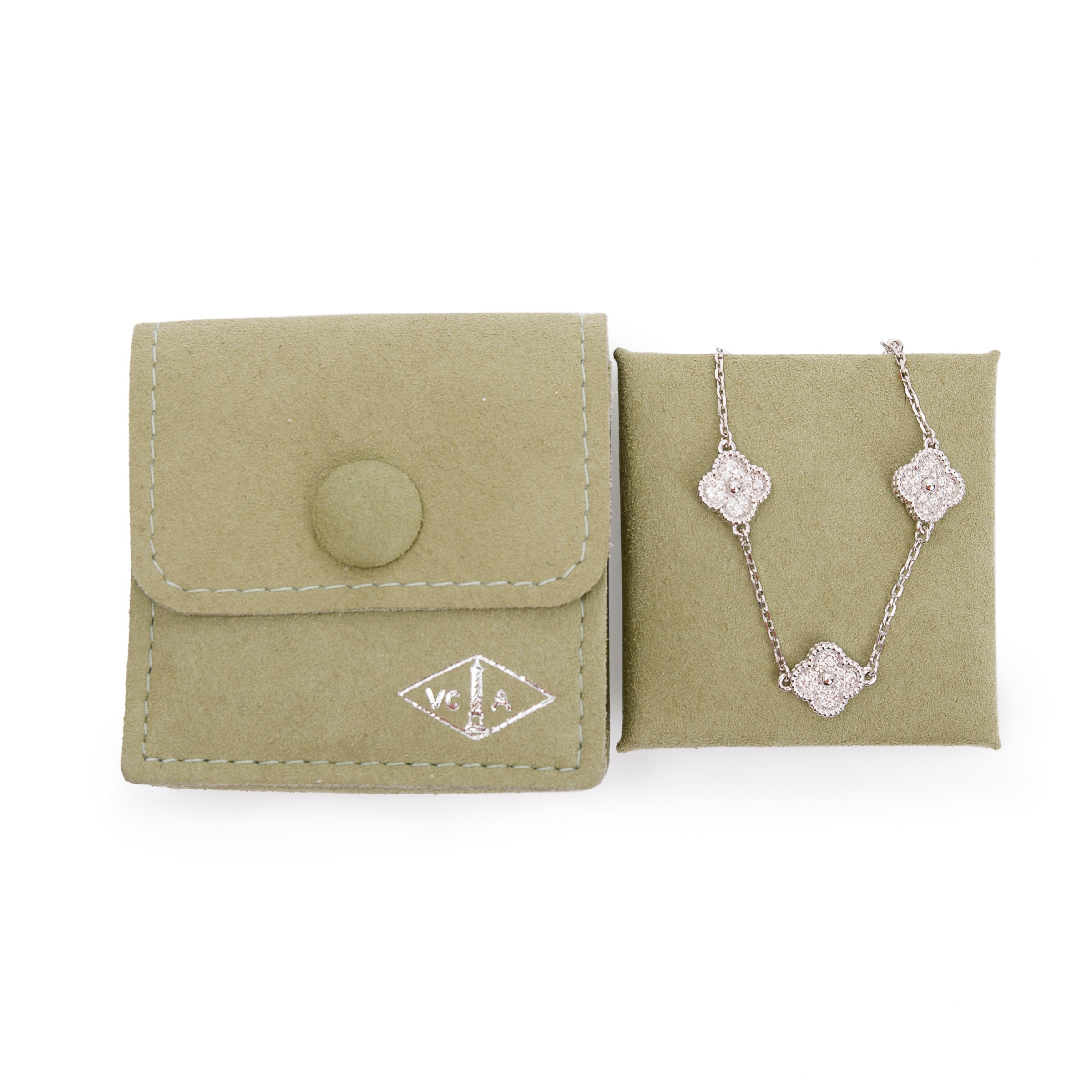 Van Cleef & Arpels 18k White Gold Sweet Alhambra 6 Motif Diamond Bracelet