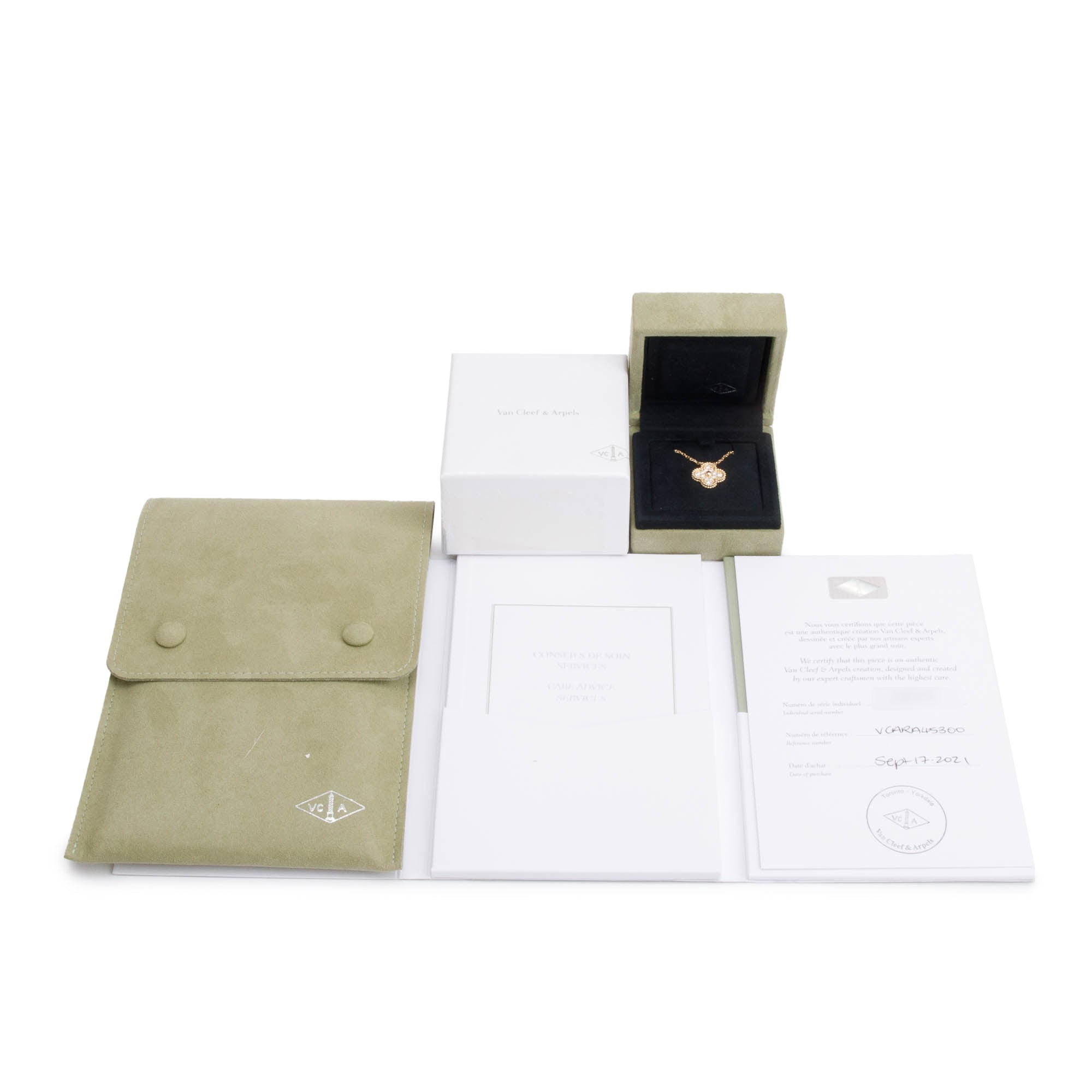 Van Cleef & Arpels 18k Yellow Gold Diamond Vintage Alhambra Pendant Necklace w/ Box & Certificate