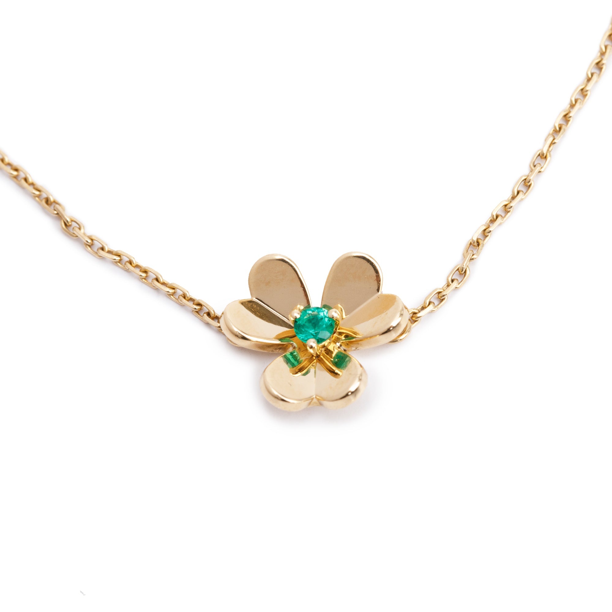 Van Cleef & Arpels 18k Yellow Gold Emerald Frivole Bracelet, Mini Model