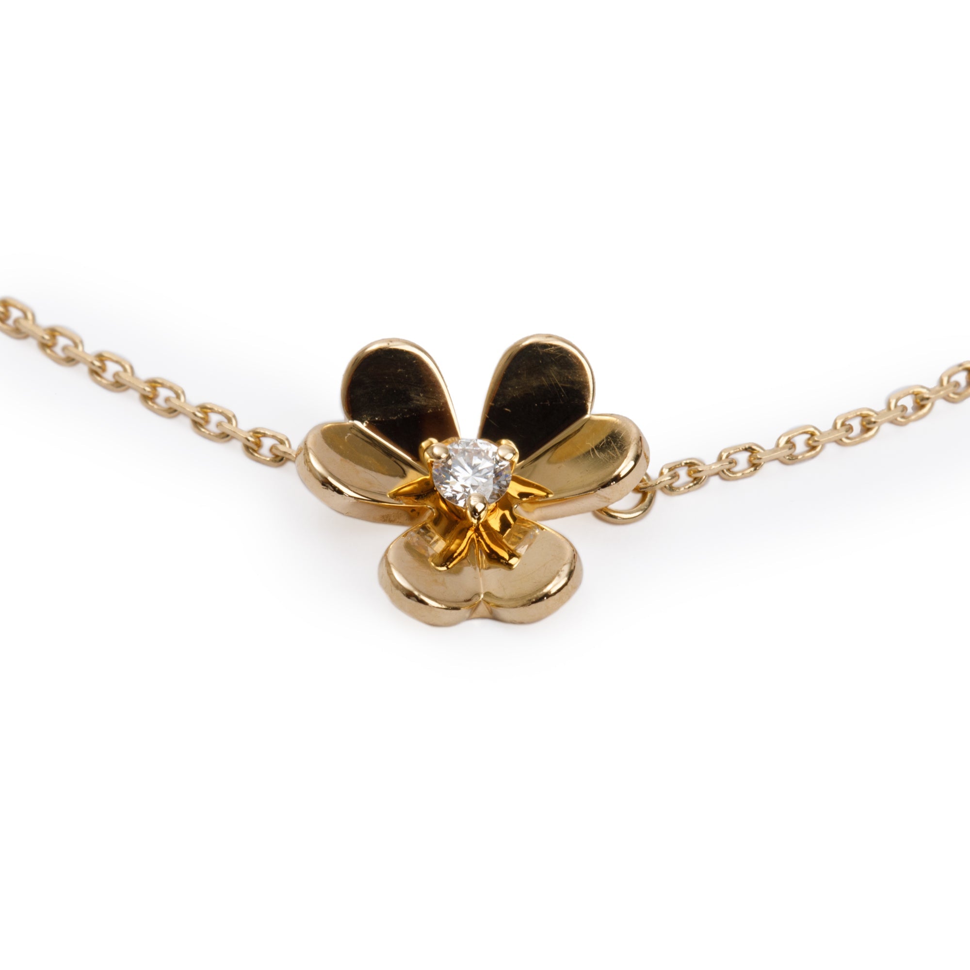 Van Cleef & Arpels 18k Yellow Gold Frivole Diamond Bracelet, Mini Model w/ Box, Certificate & Receipt