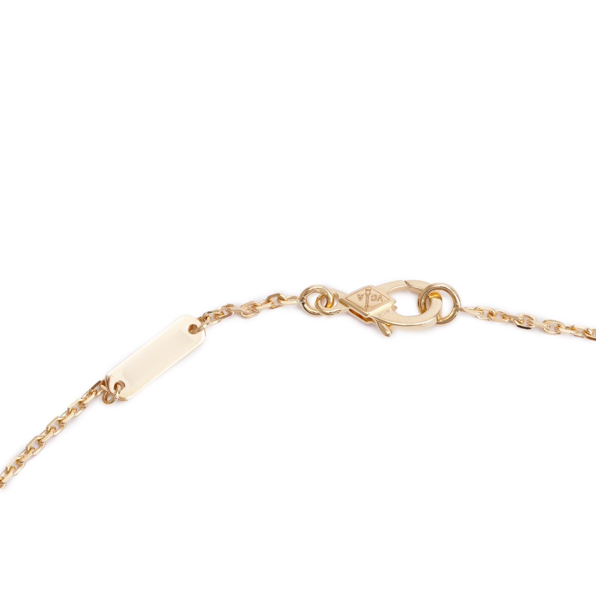 Van Cleef & Arpels 18k Yellow Gold Lucky Alhambra Butterfly Mother of Pearl Pendant Necklace w/ Box