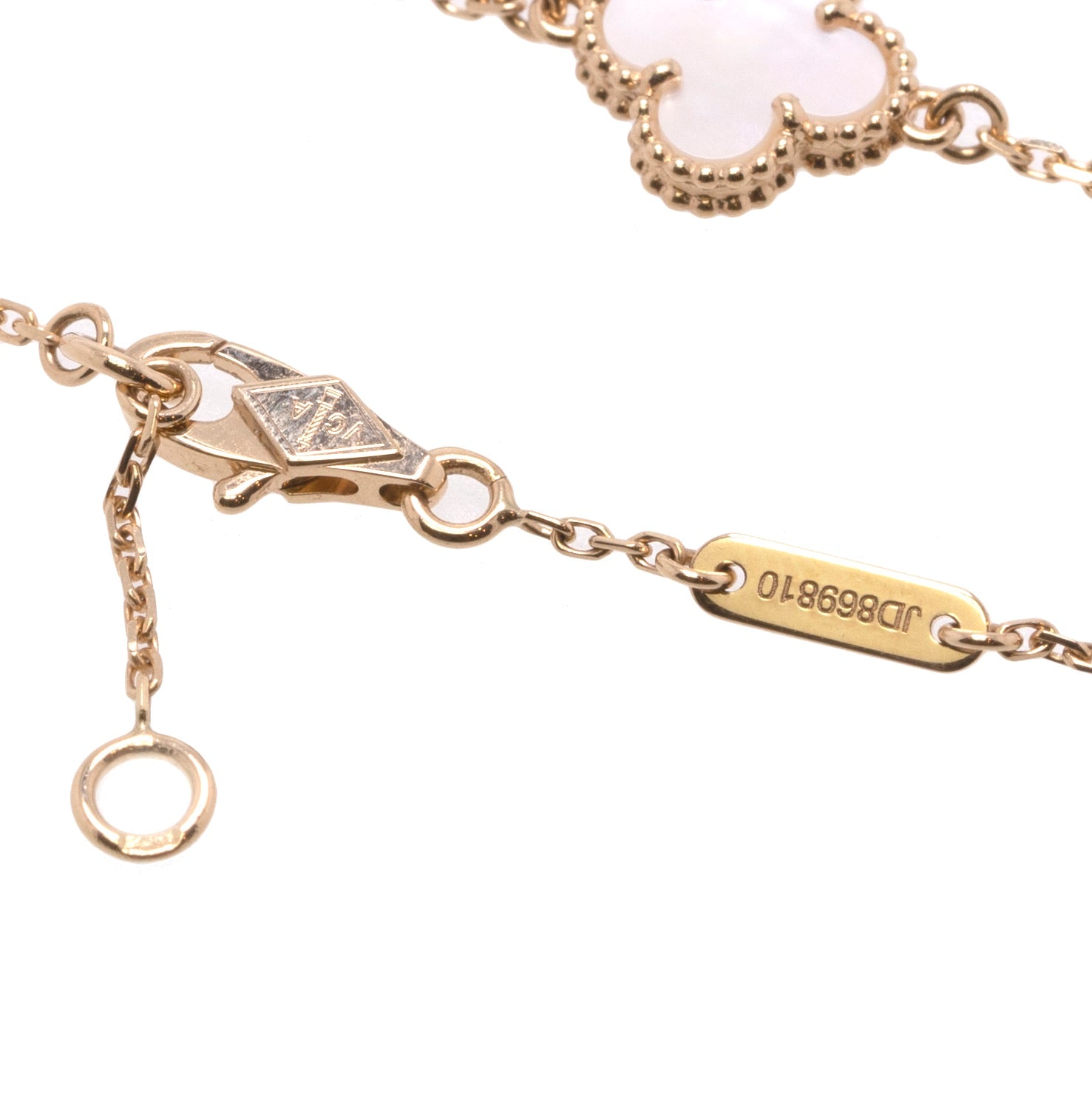 Van Cleef & Arpels 18k Yellow Gold Mother of Pearl Sweet Alhambra Bracelet w/ Box