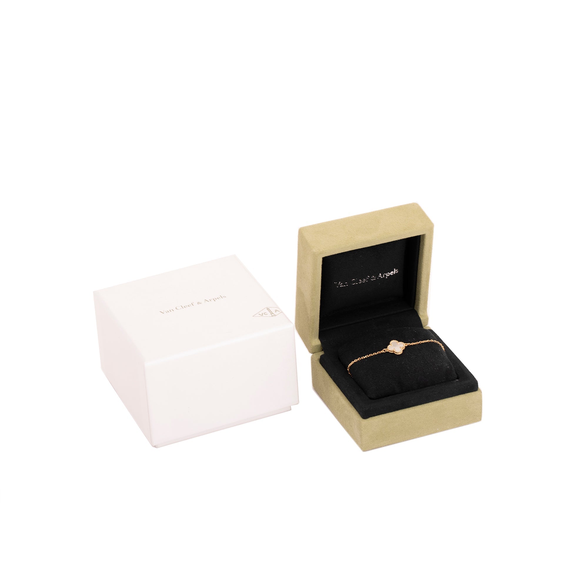 Van Cleef & Arpels 18k Yellow Gold Mother of Pearl Sweet Alhambra Bracelet w/ Box