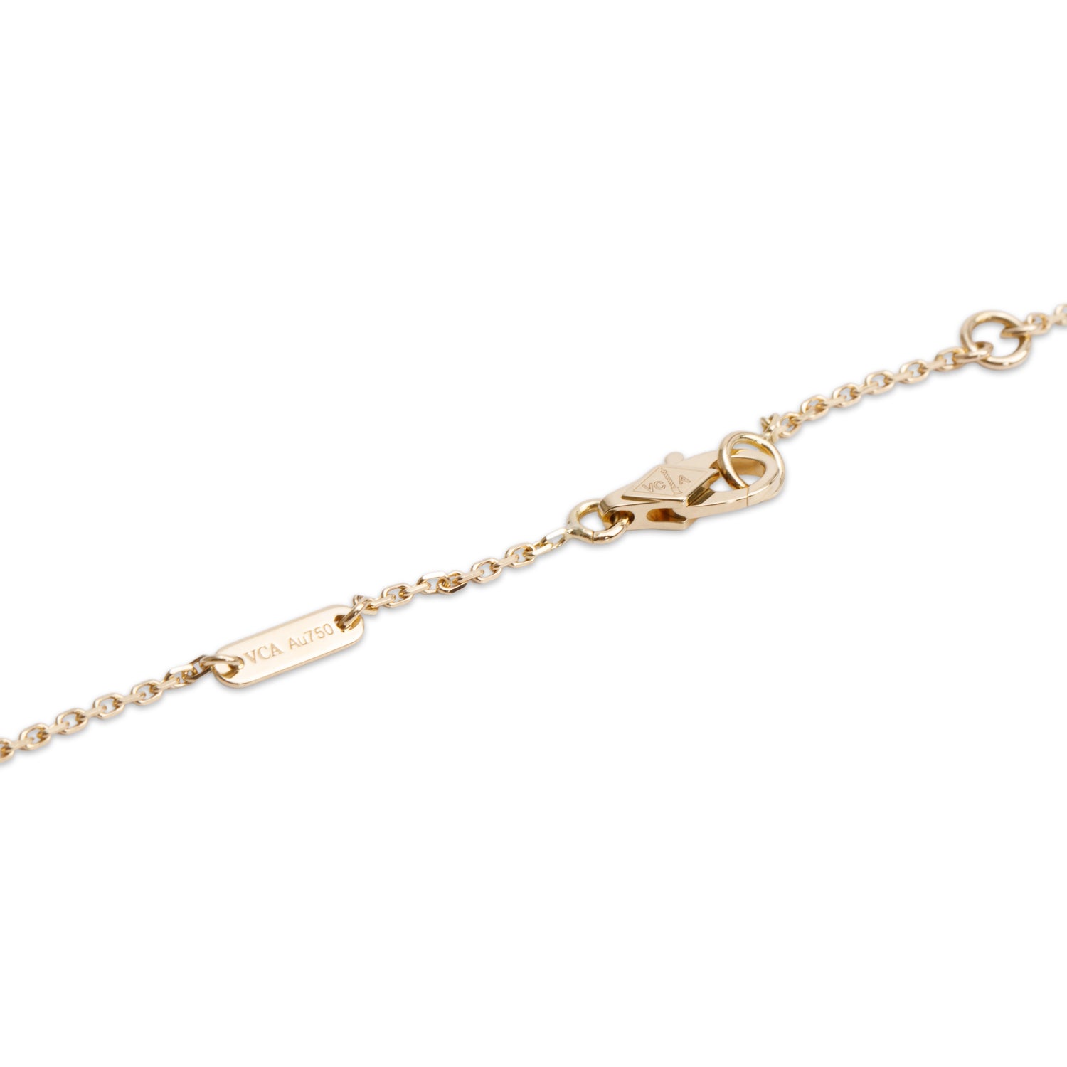 Van Cleef & Arpels 18k Yellow Gold Sweet Alhambra Mother of Pearl Pendant Necklace w/ Box