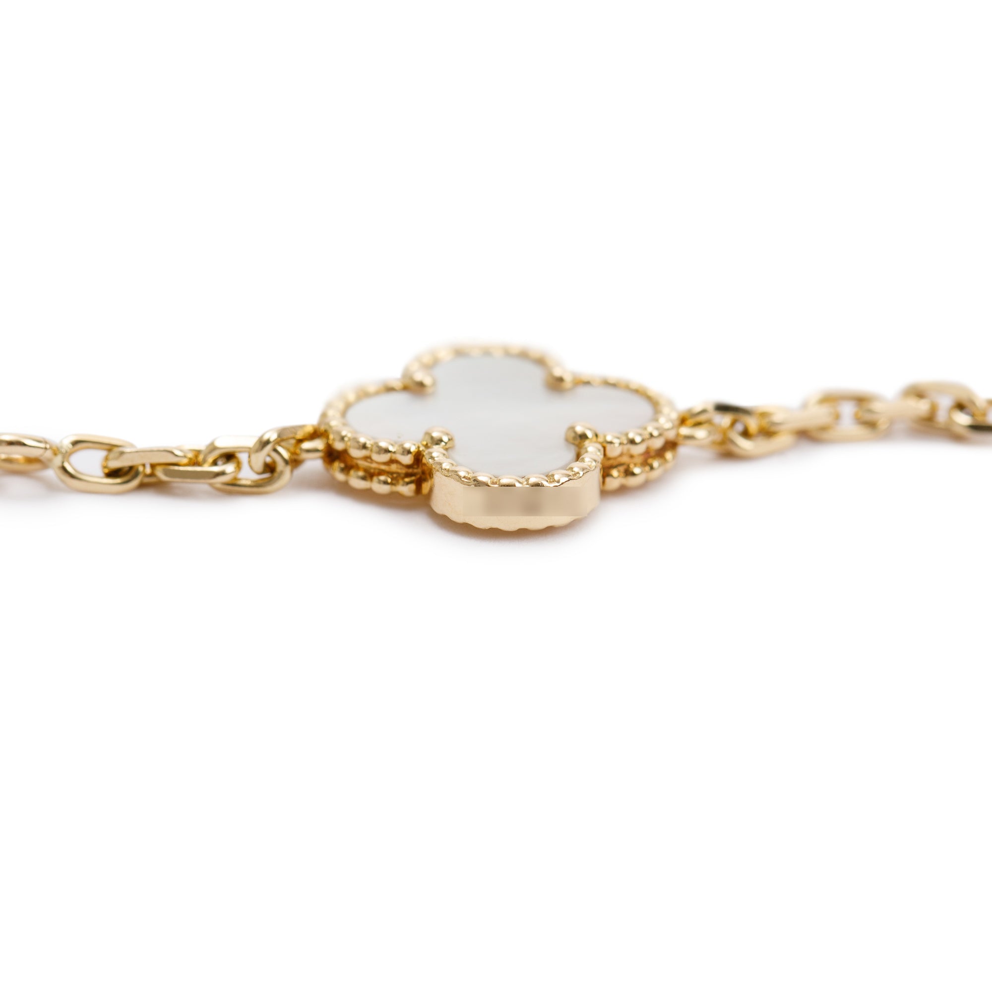 Van Cleef & Arpels 18k Yellow Gold Vintage Alhambra 10 Motif Mother of Pearl Necklace w/ Box & Certificate