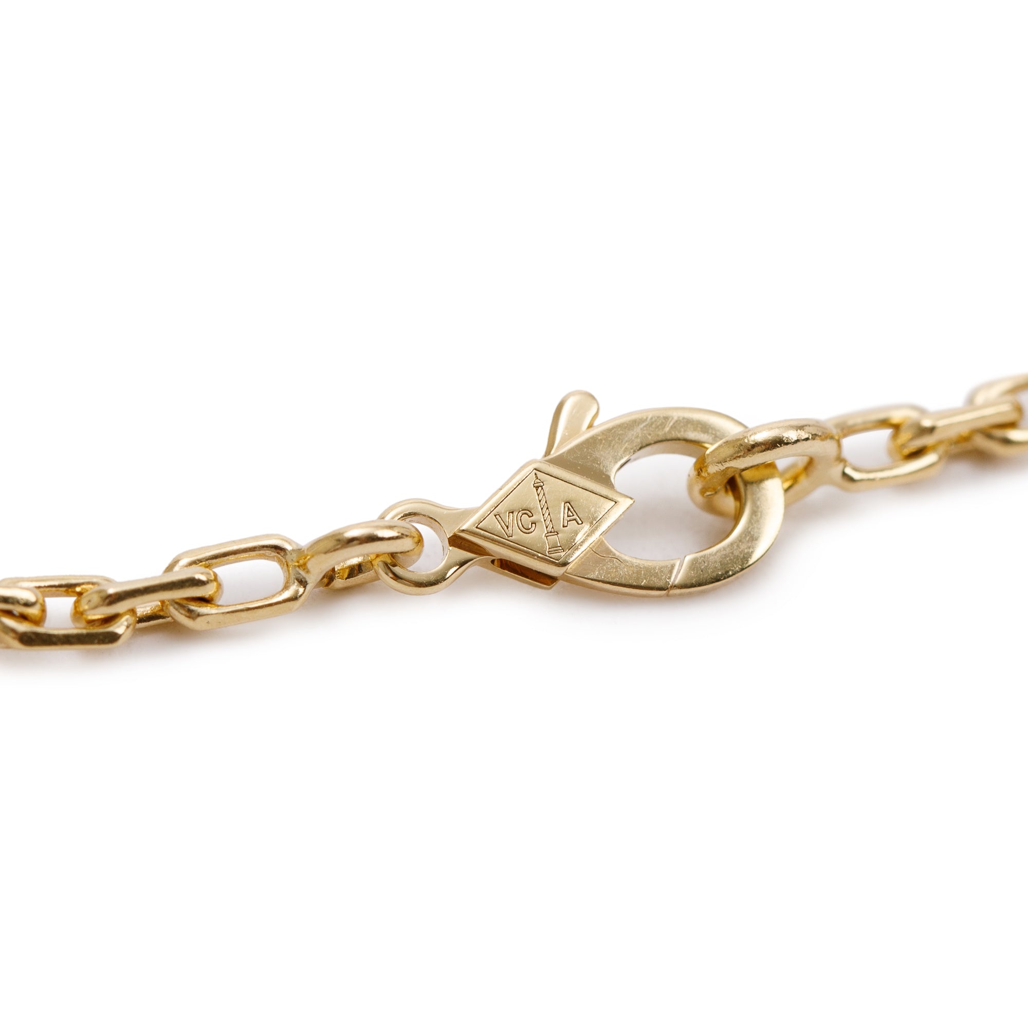 Van Cleef & Arpels 18k Yellow Gold Vintage Alhambra 20 Motif Blue Agate Long Necklace w/ Box & Certificate