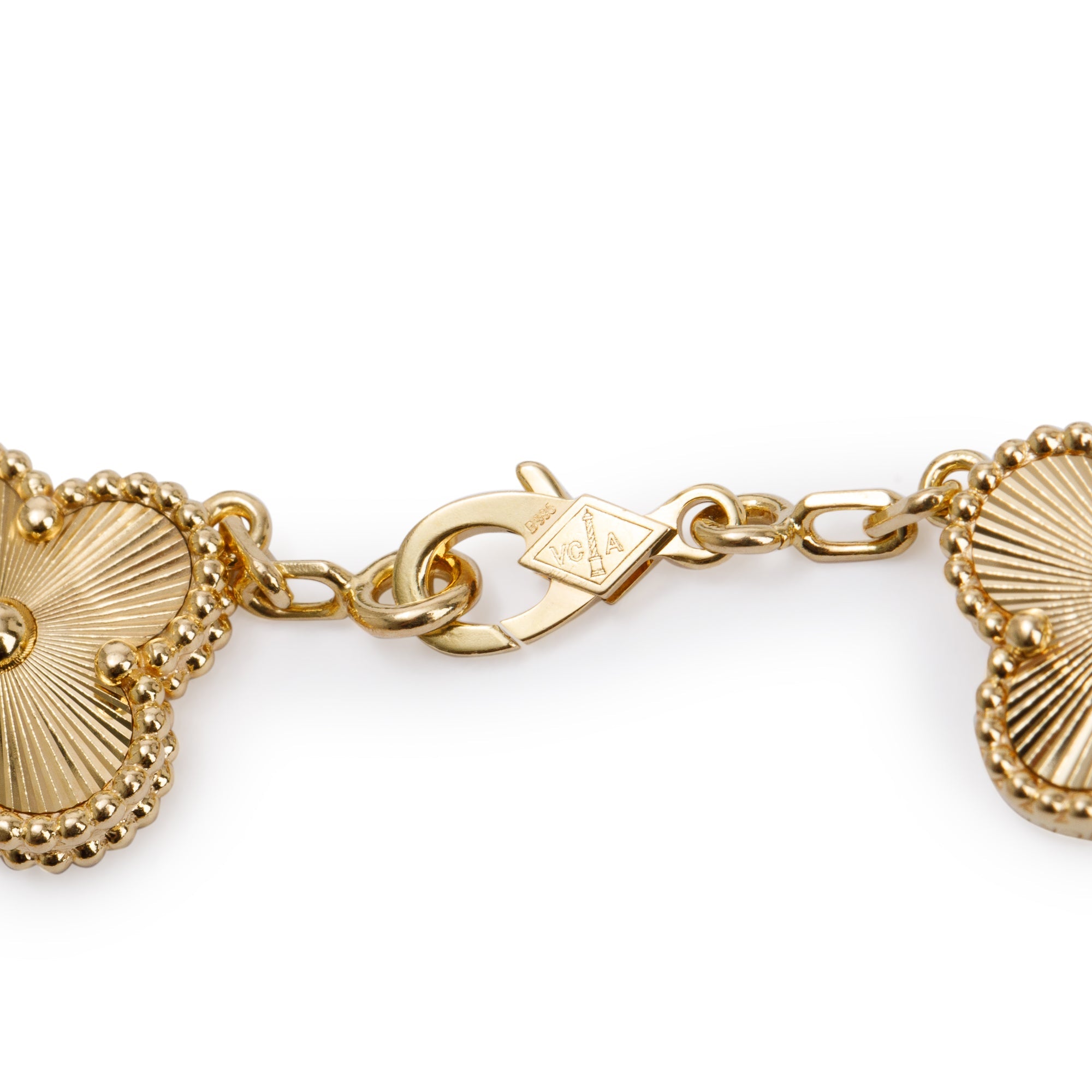 Van Cleef & Arpels 18k Yellow Gold Vintage Alhambra 5 Motif Bracelet w/ Box & Certificate