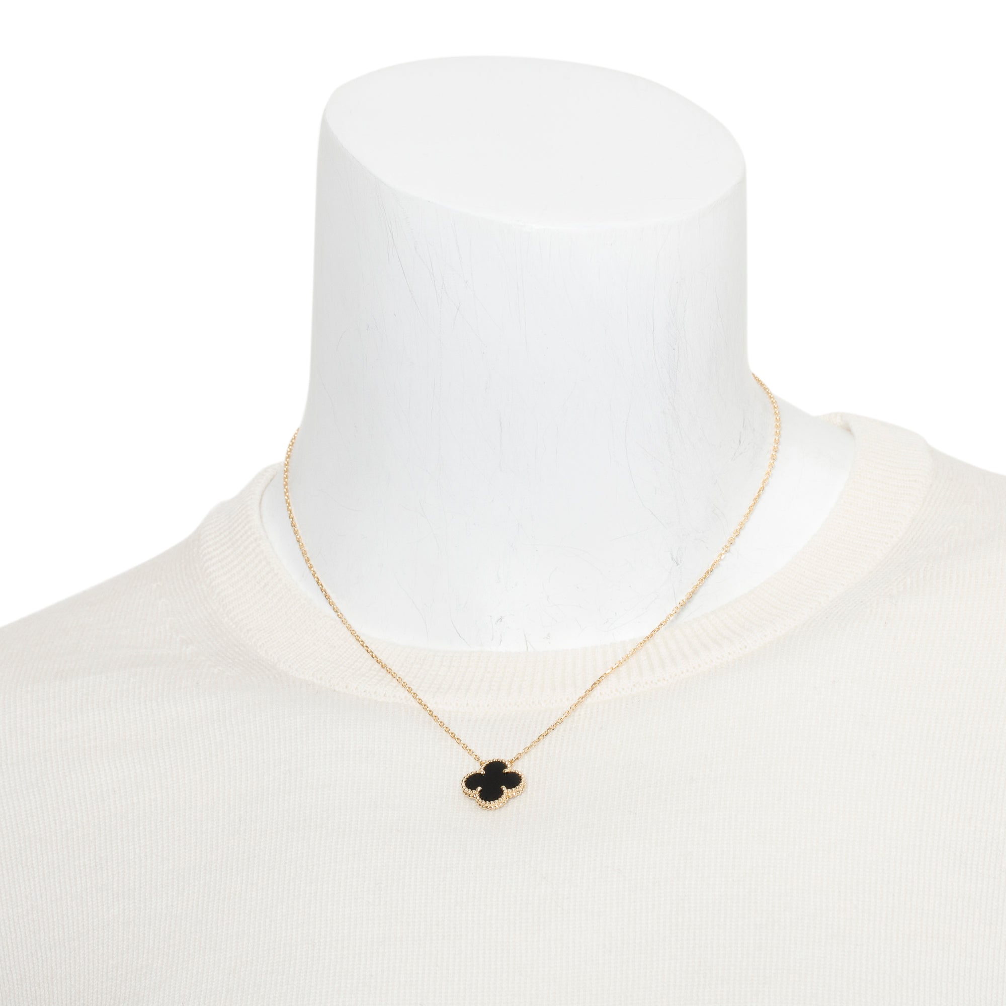 Van Cleef & Arpels 18k Yellow Gold Vintage Alhambra Black Onyx Pendant Necklace w/ Receipt & Certificate