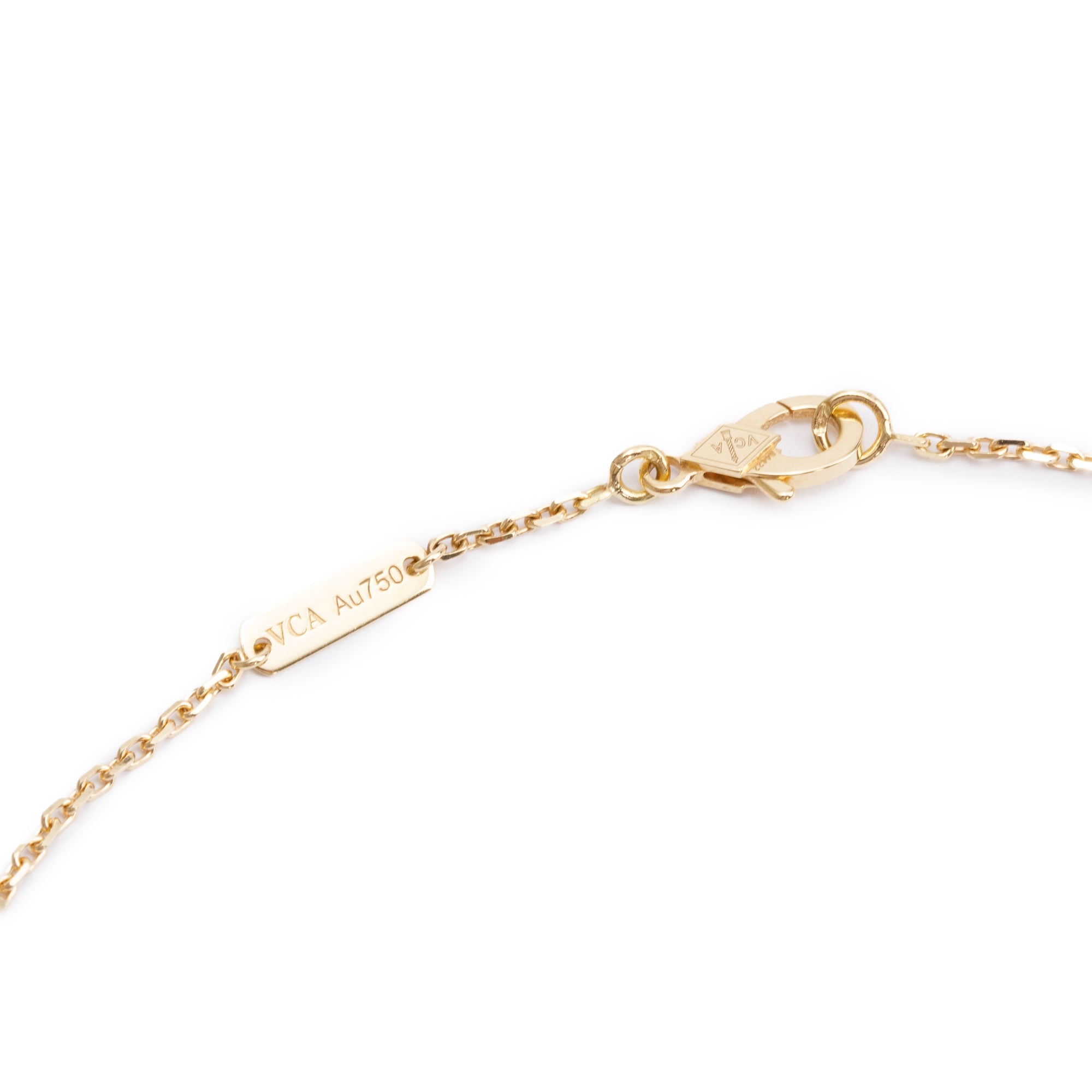 Van Cleef & Arpels 18k Yellow Gold Vintage Alhambra Tiger Eye Pendant Necklace w/ Box, Receipt & Certificate