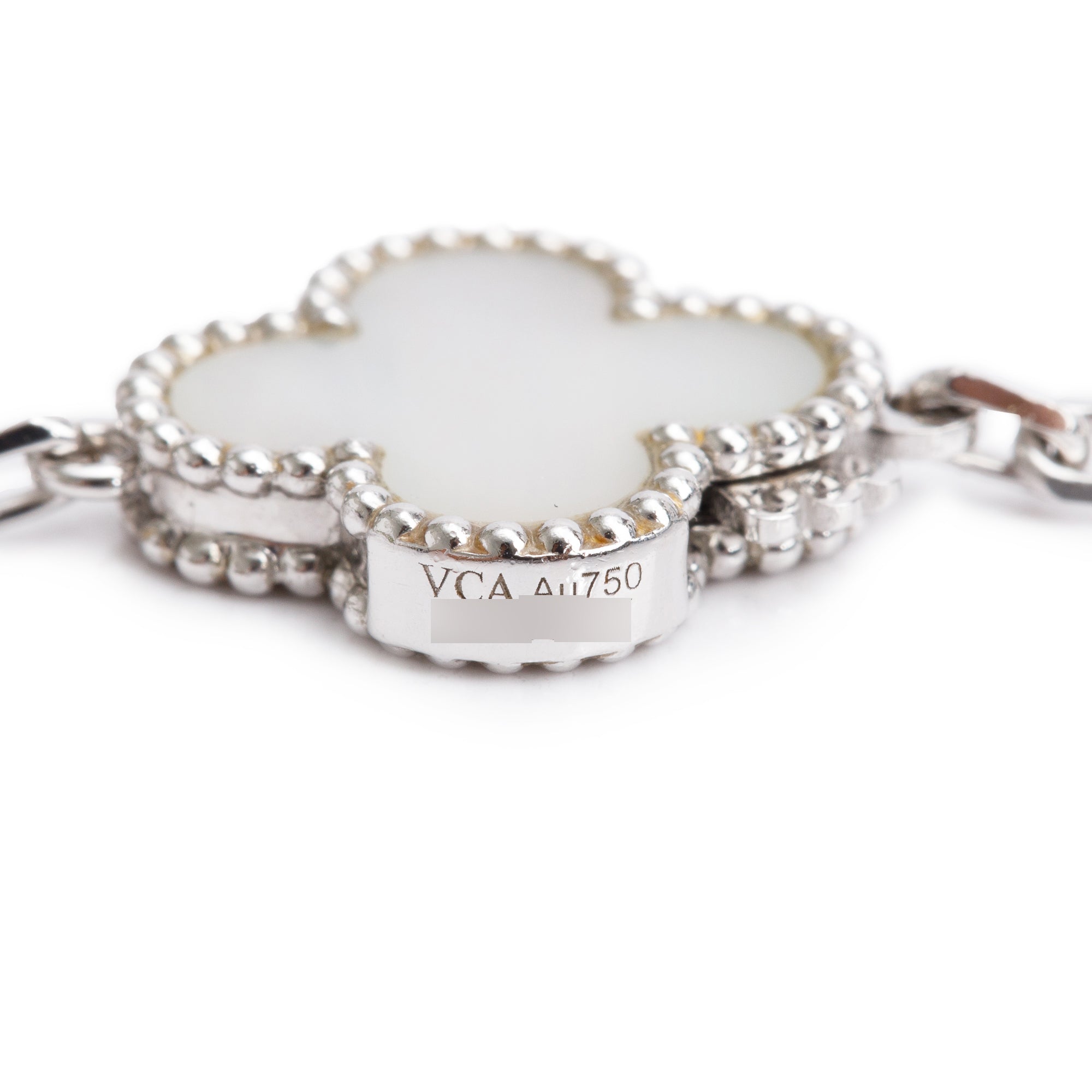 Van Cleef & Arpels 2021 18k White Gold Chalcedony & Mother of Pearl 16 Motif Magic Alhambra Long Necklace w/ Box & Certificate