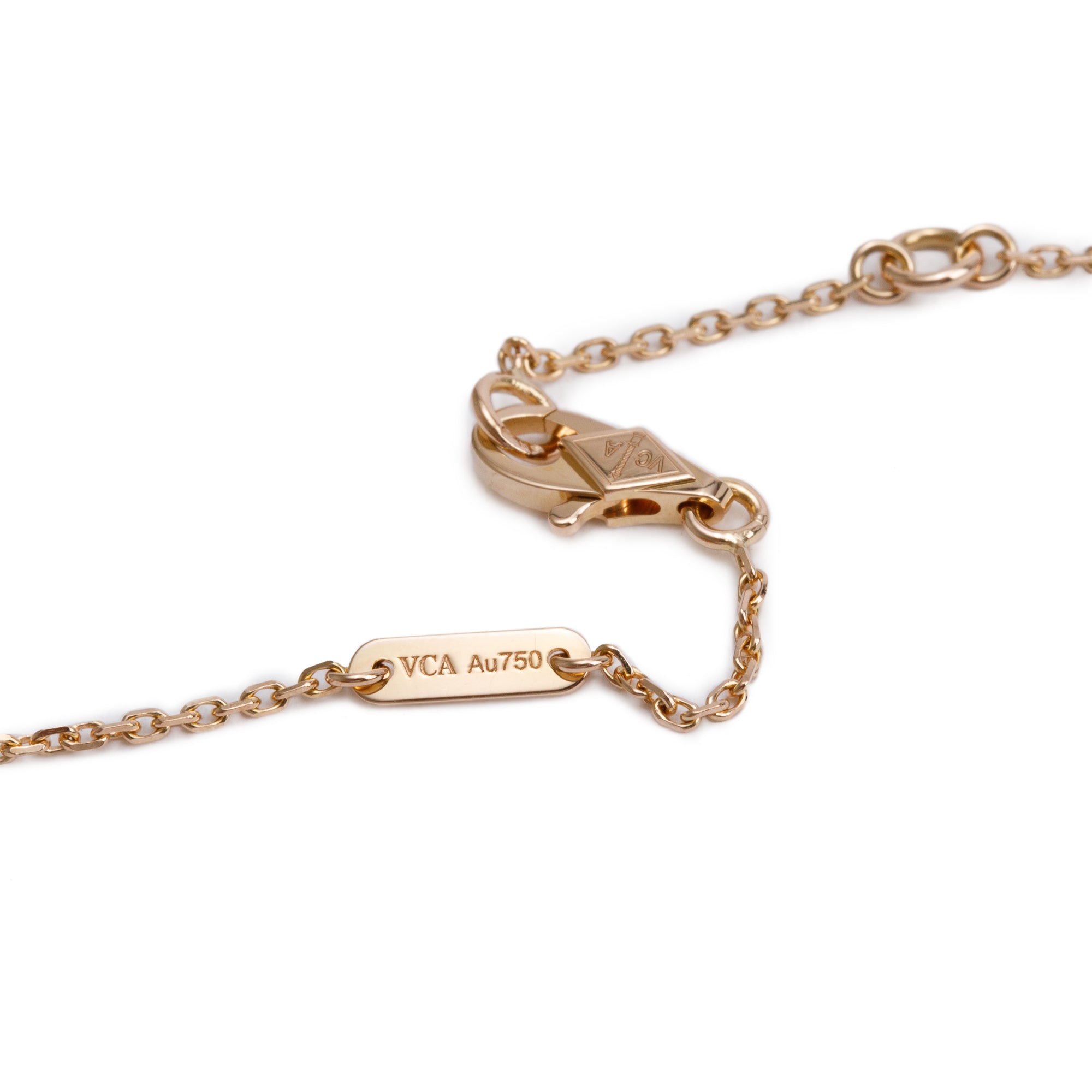 Van Cleef & Arpels 2022 18k Rose Gold Sweet Alhambra Carnelian Pendant Necklace w/ Box, Receipt & Certificate