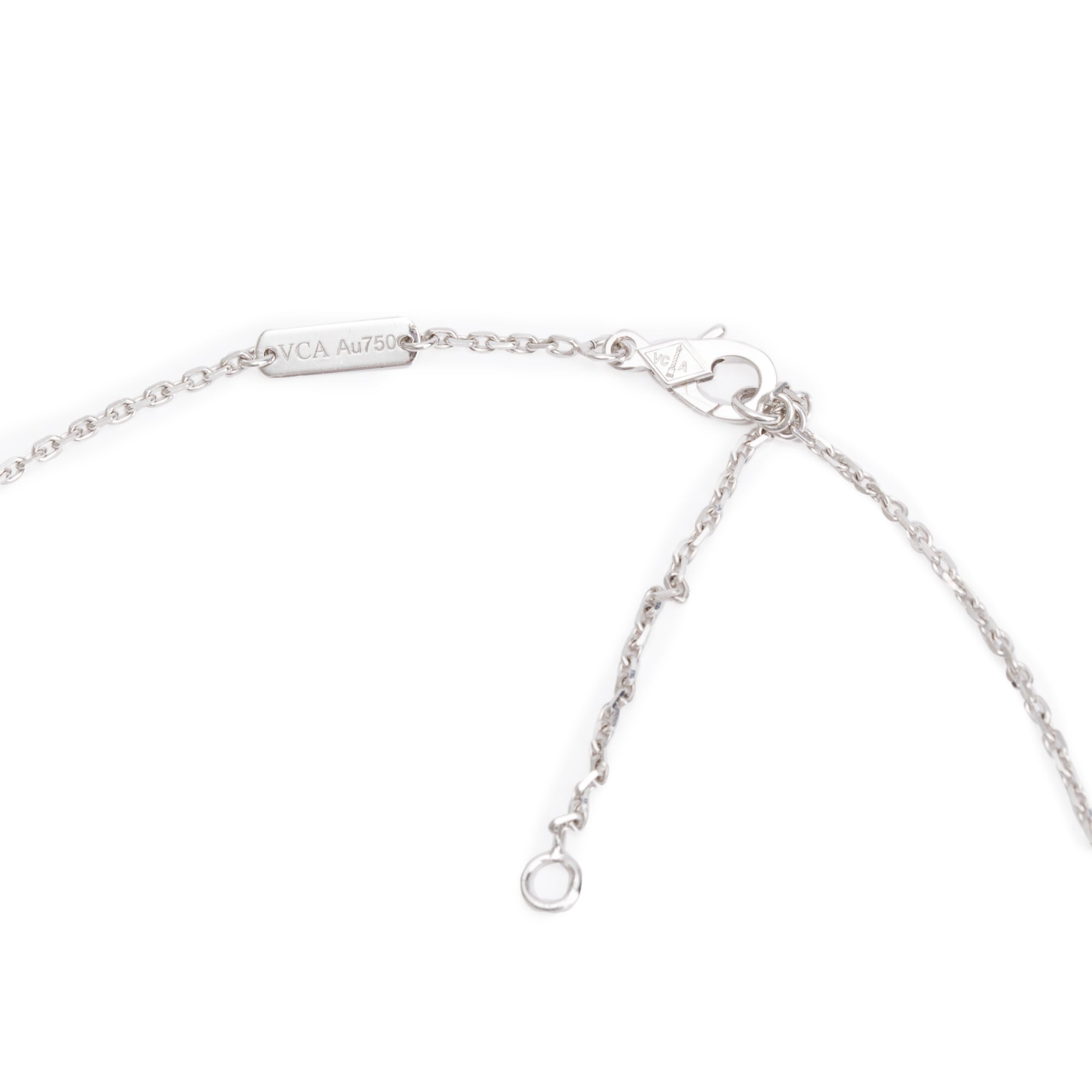 Van Cleef & Arpels 2022 18k White Gold Diamond Vintage Alhambra Pendant Necklace w/ Box & Certificate