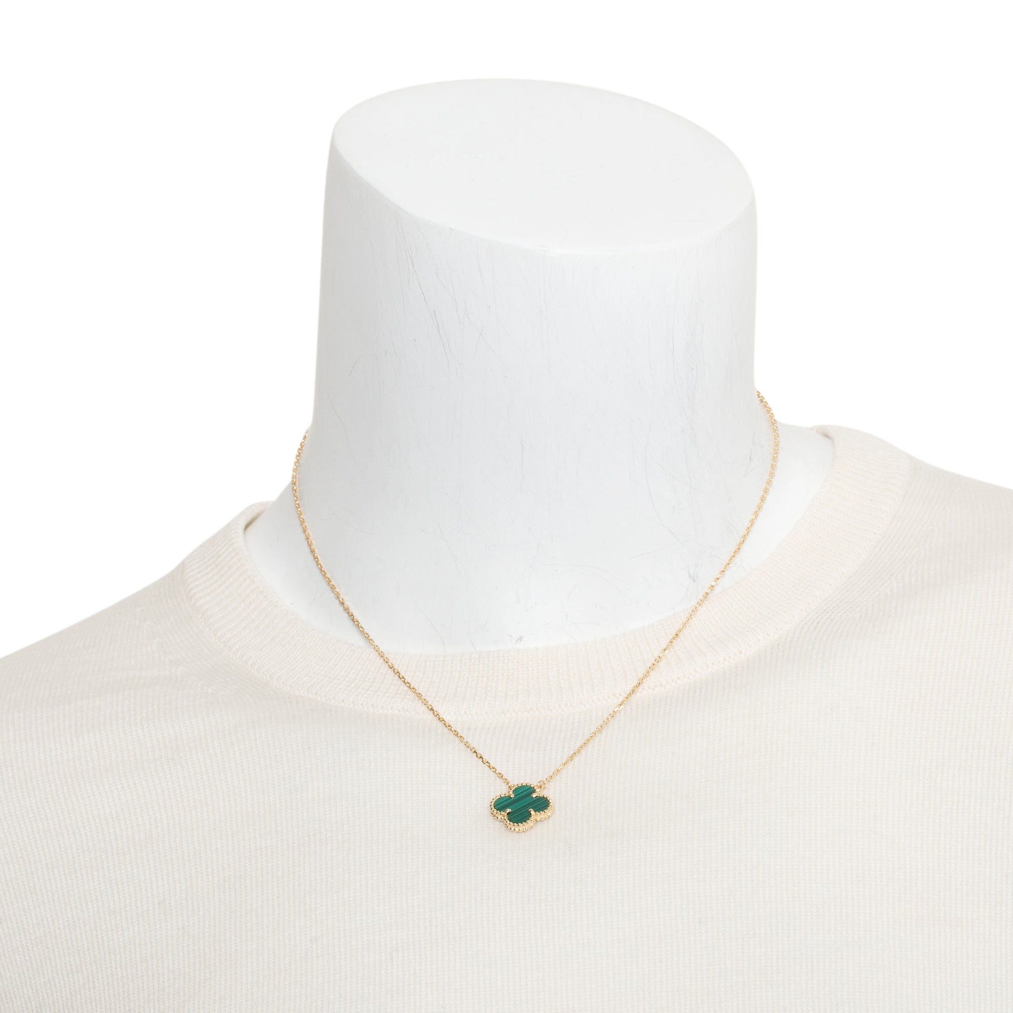 Van Cleef & Arpels 2022 18k Yellow Gold Vintage Alhambra Malachite Pendant Necklace w/ Box & Certificate