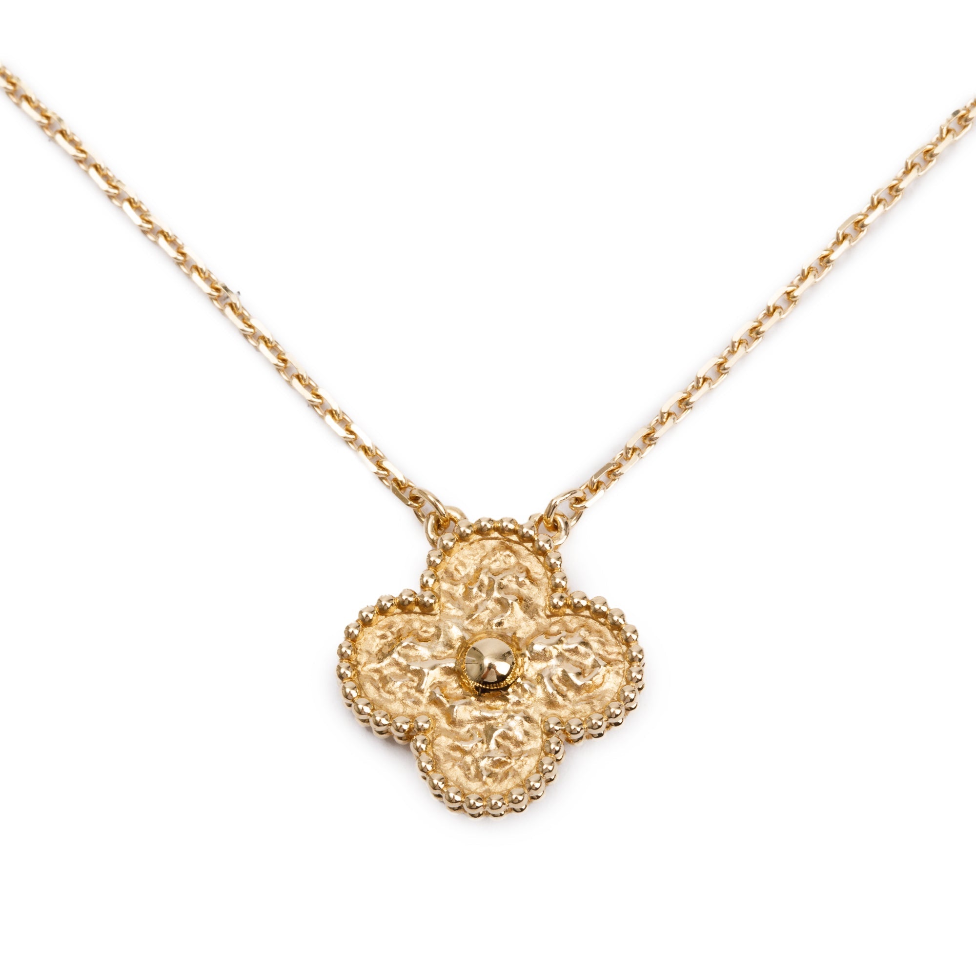 Van Cleef & Arpels 2022 18k Yellow Gold Vintage Alhambra Pendant Necklace w/ Box & Certificate