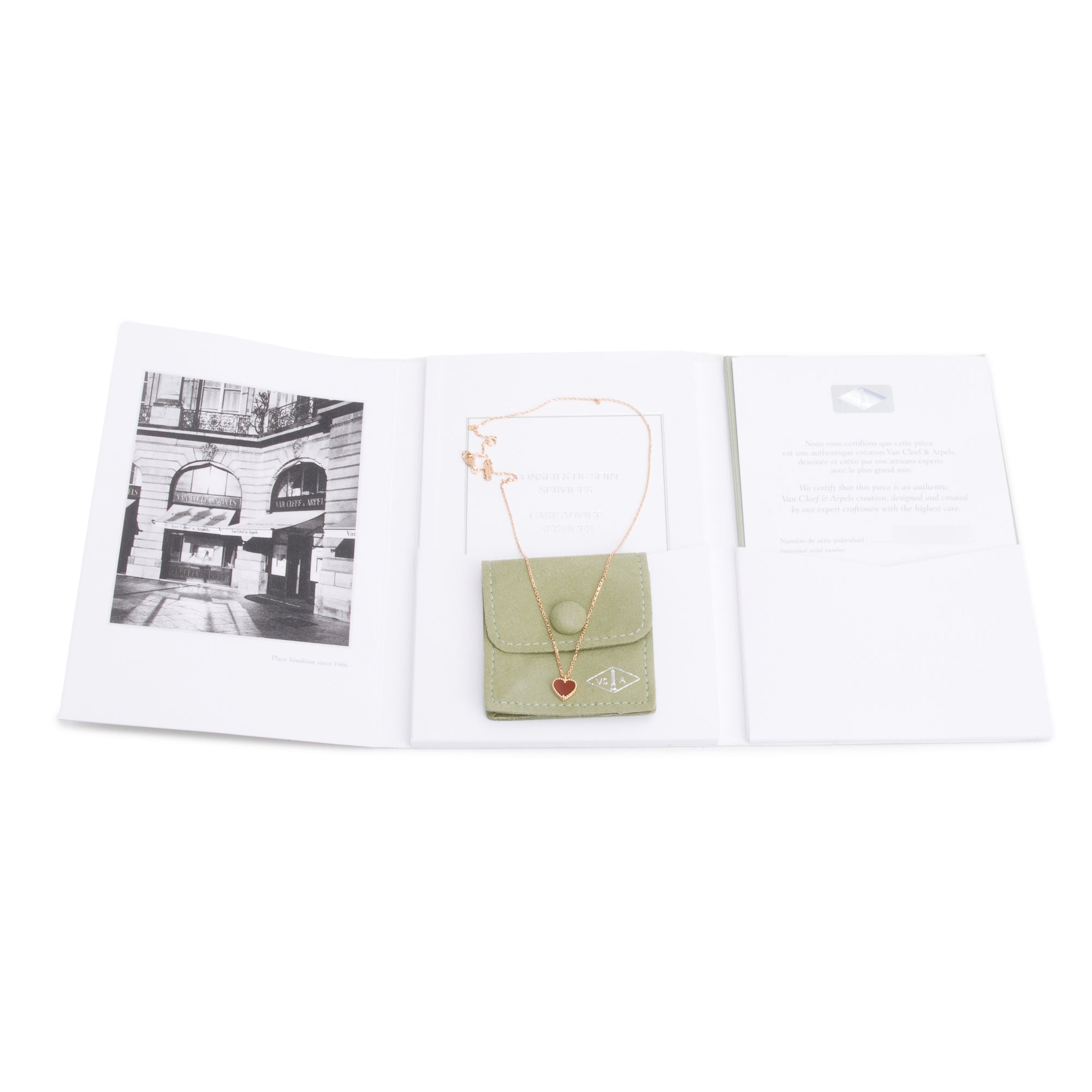 Van Cleef & Arpels 2023 18k Rose Gold Sweet Hearts Carnelian Pendant Necklace w/ Certificate