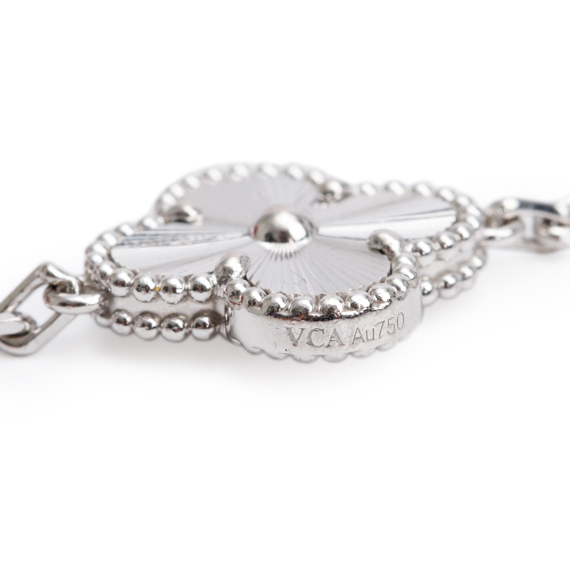 Van Cleef & Arpels 2023 18k White Gold Vintage Alhambra 5 Motif Bracelet w/ Certificate