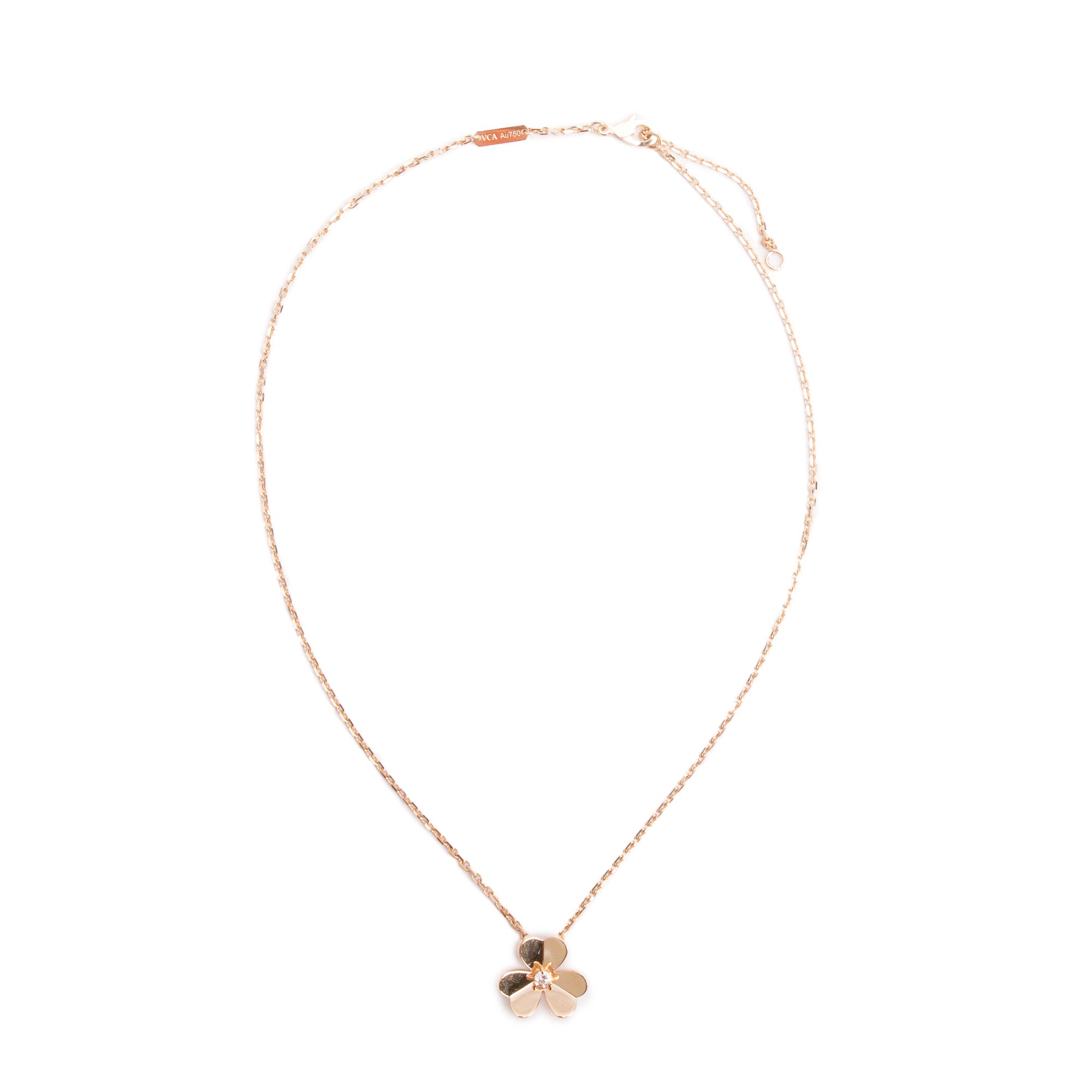 Van Cleef & Arpels 2024 18k Rose Gold Diamond Frivole Pendant Necklace,Small Model w/ Box, Receipt & Certificate