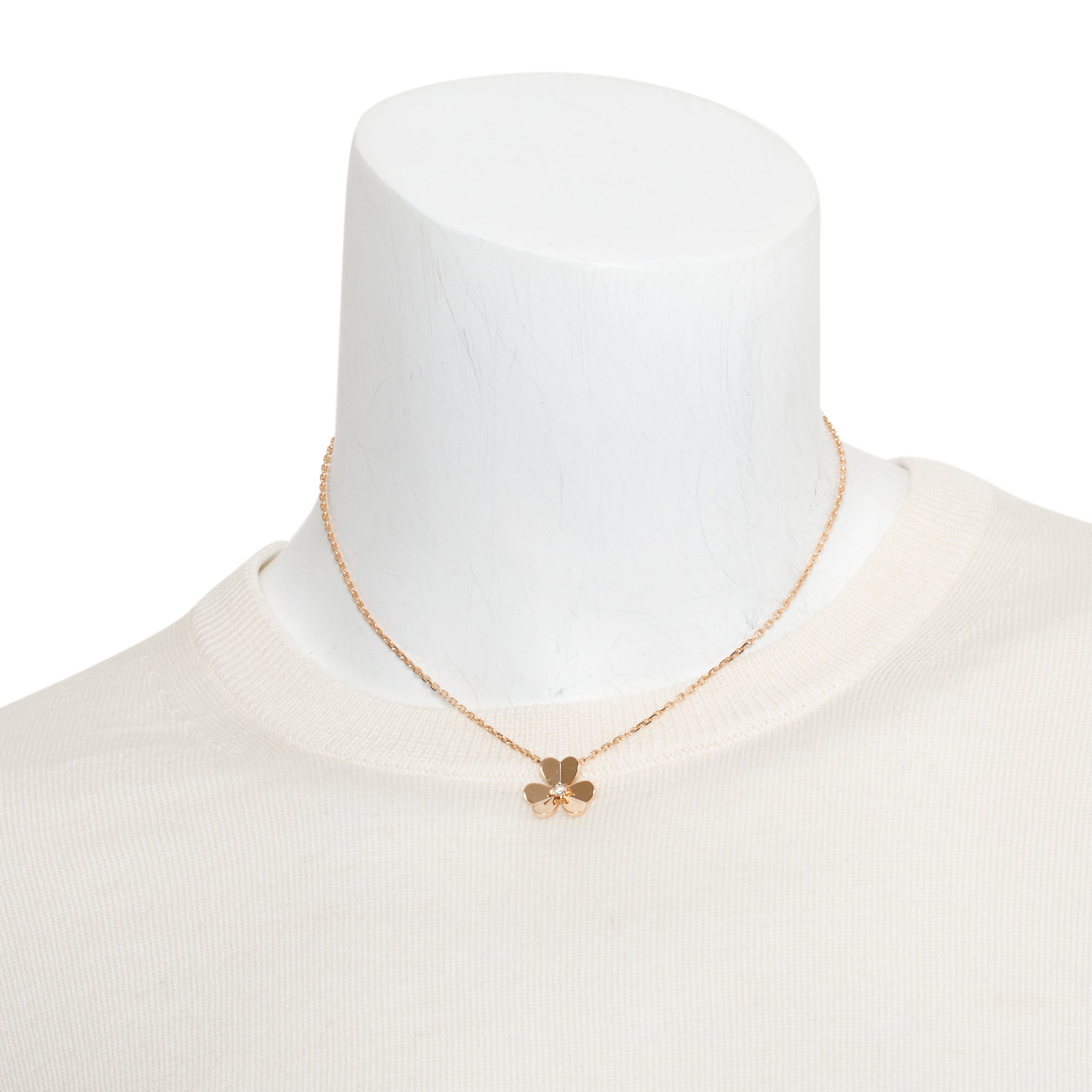 Van Cleef & Arpels 2024 18k Rose Gold Diamond Frivole Pendant Necklace,Small Model w/ Box, Receipt & Certificate