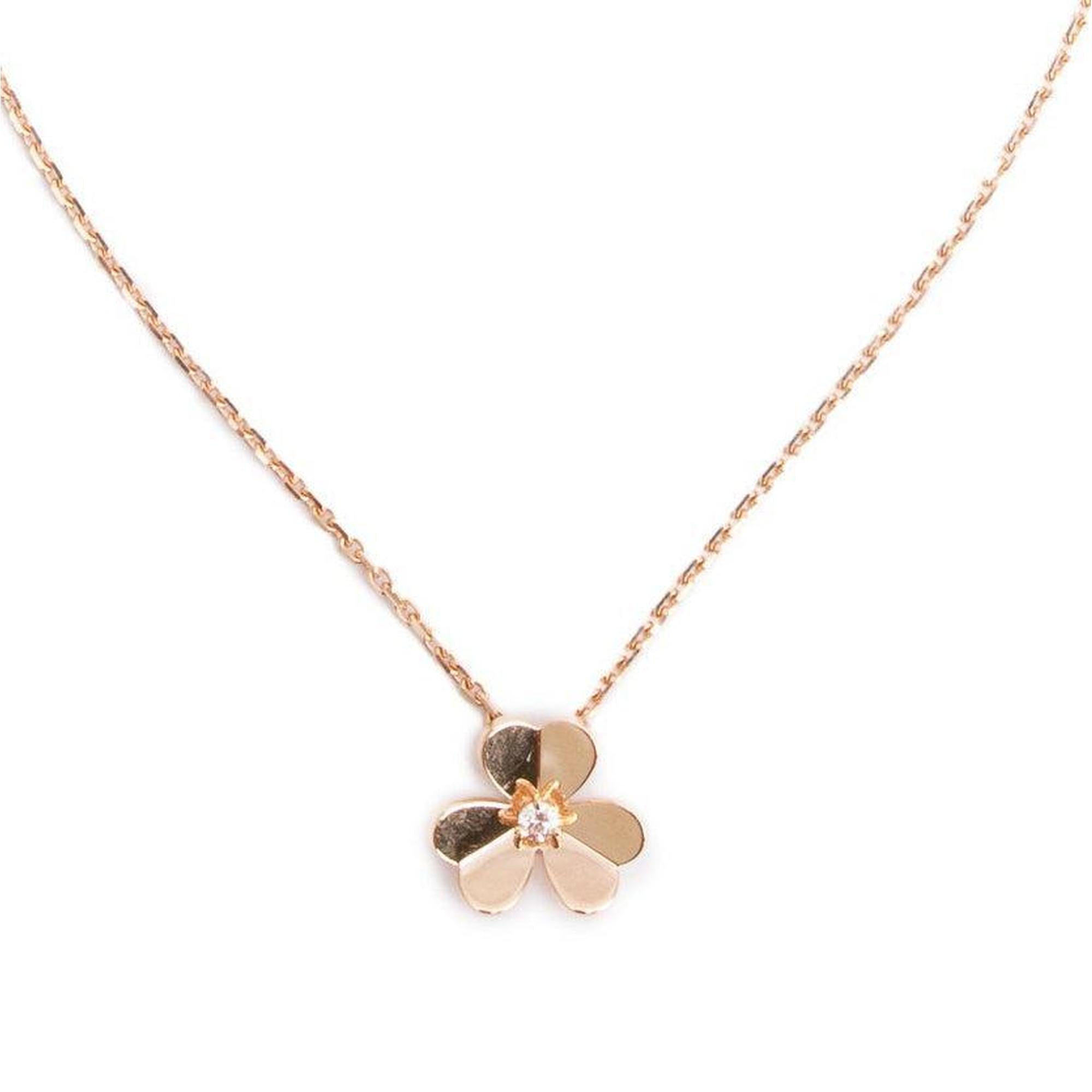 Van Cleef & Arpels 2024 18k Rose Gold Diamond Frivole Pendant Necklace,Small Model w/ Box, Receipt & Certificate
