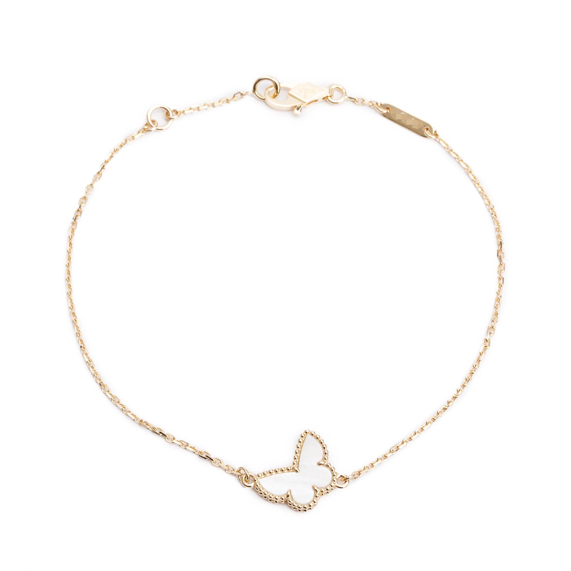 Van Cleef & Arpels 2024 18k Yellow Gold Mother of Pearl Sweet Butterflies Bracelet w/ Box, Receipt & Certificate