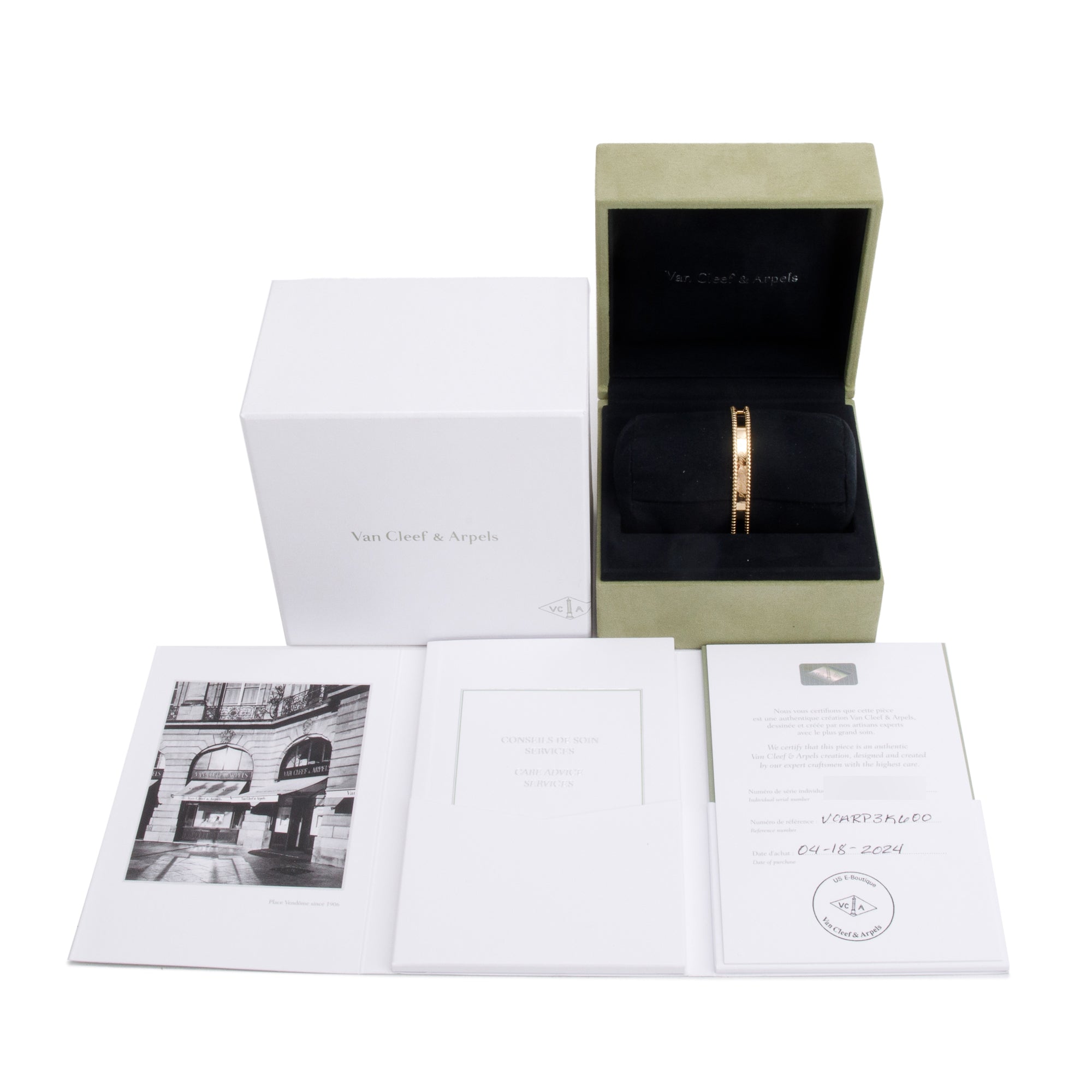 Van Cleef & Arpels 2024 18k Yellow Gold Perlee Signature Bracelet, Medium Model w/ Box & Certificate